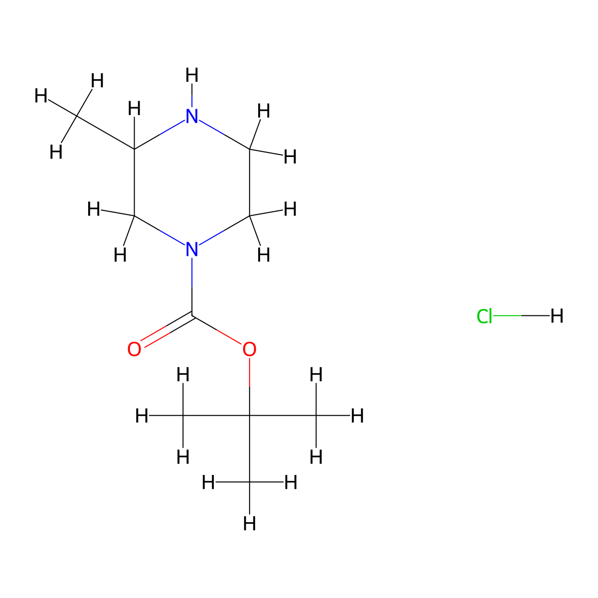 1-Boc-3-Methylpiperazine hydrochloride molecular structure, CAS 313657-42-0
