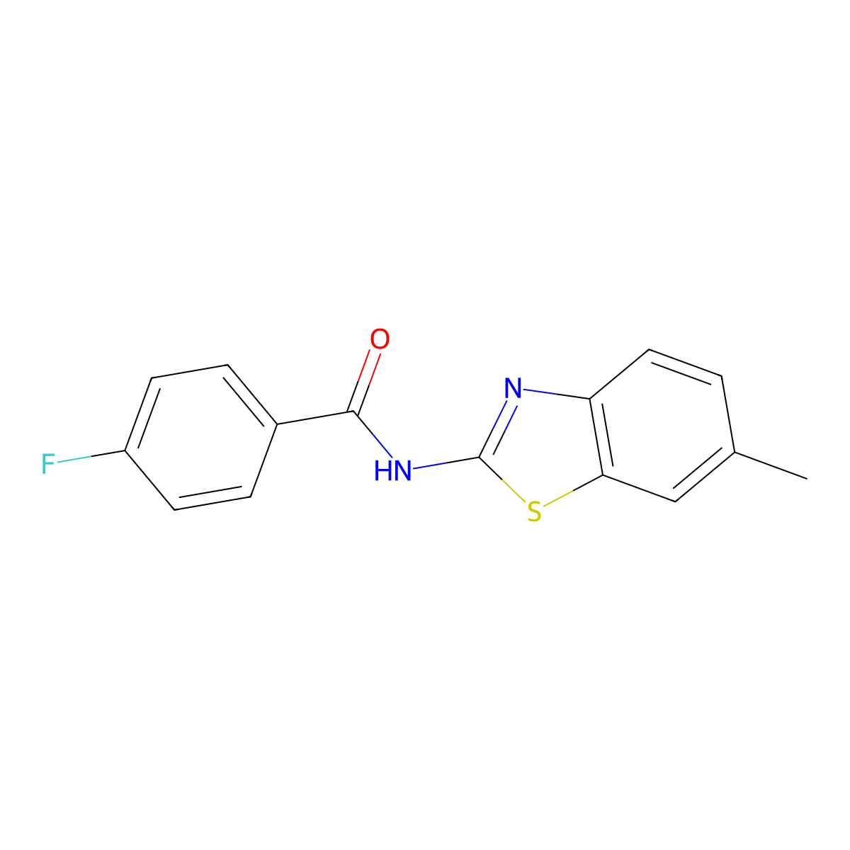 4-fluoro-N-(6-methyl-1,3-benzothiazol-2-yl)benzamide molecular structure, CAS 313660-05-8