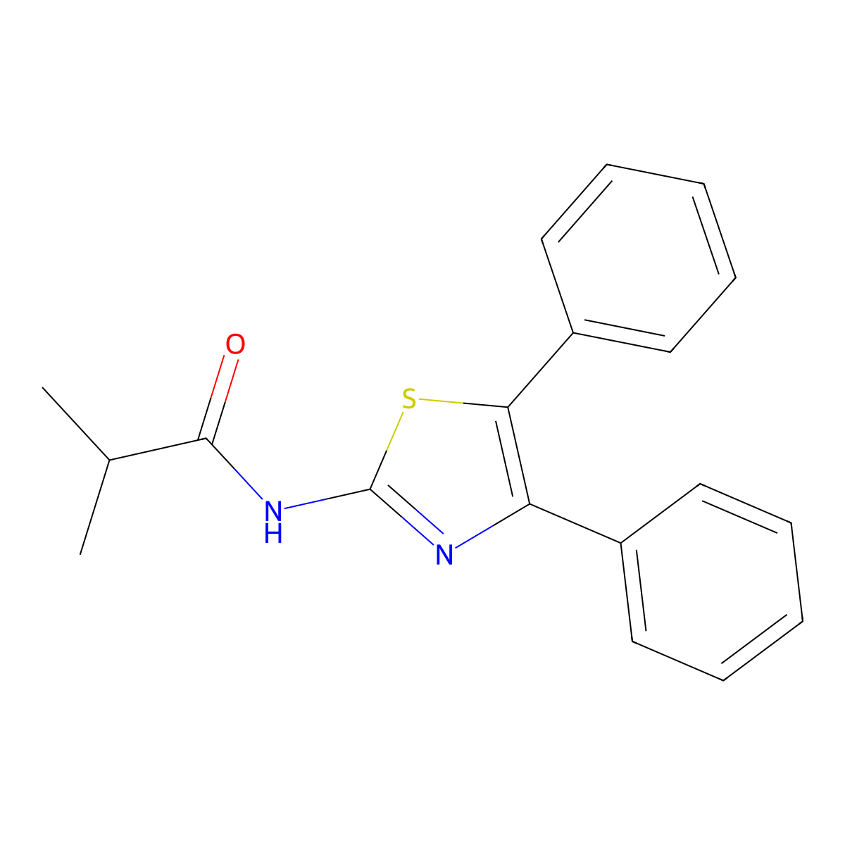 (Z)-N-(4,5-diphenylthiazol-2(3H)-ylidene)isobutyramide molecular structure, CAS 313660-08-1