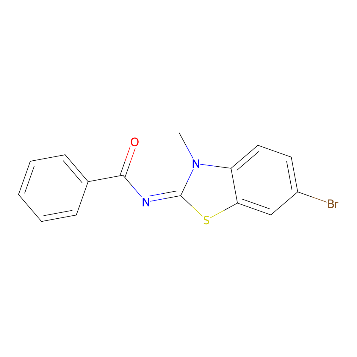 N-(6-bromo-3-methyl-1,3-benzothiazol-2-ylidene)benzamide molecular structure, CAS 313660-10-5