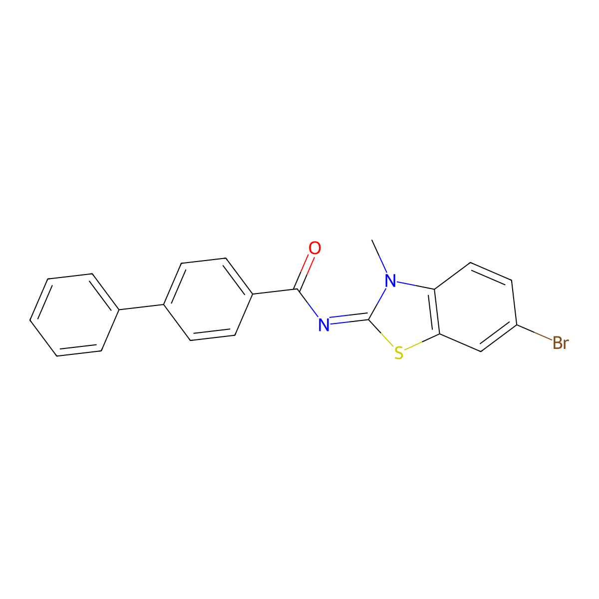 N-(6-bromo-3-methyl-1,3-benzothiazol-2-ylidene)-4-phenylbenzamide molecular structure, CAS 313660-12-7