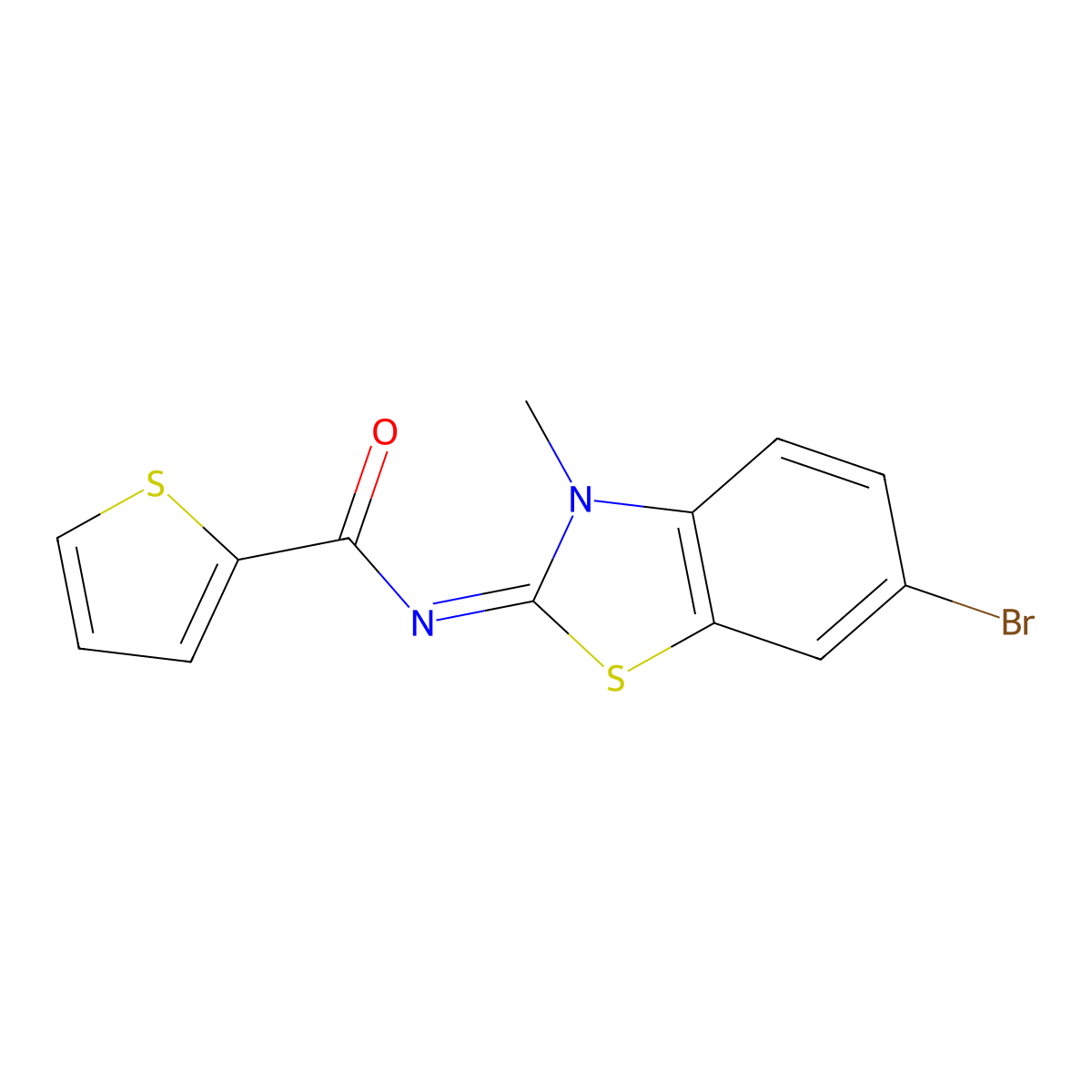 (E)-N-(6-bromo-3-methylbenzo[d]thiazol-2(3H)-ylidene)thiophene-2-carboxamide molecular structure, CAS 313660-13-8