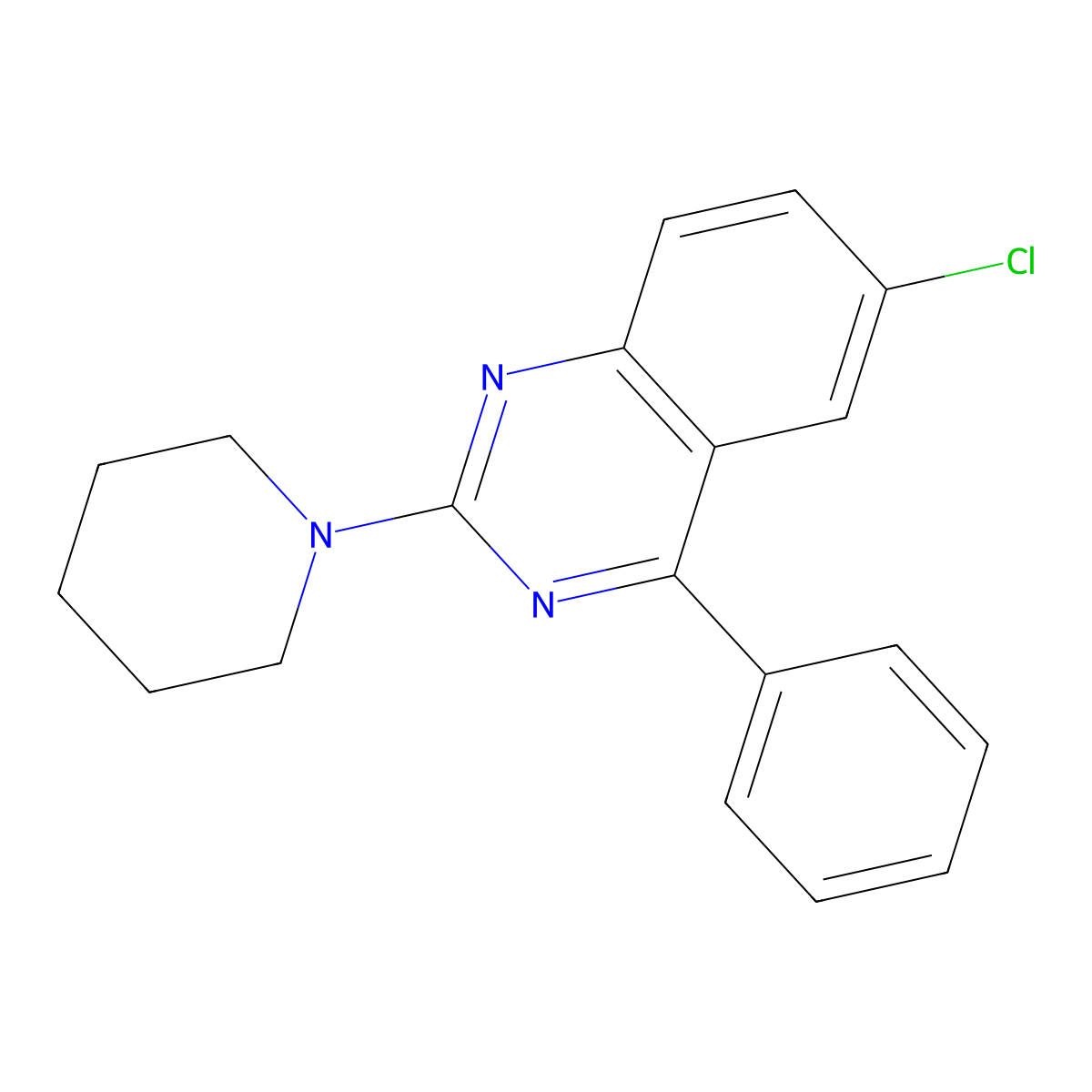 6-Chloro-4-phenyl-2-(piperidin-1-yl)quinazoline molecular structure, CAS 313660-34-3