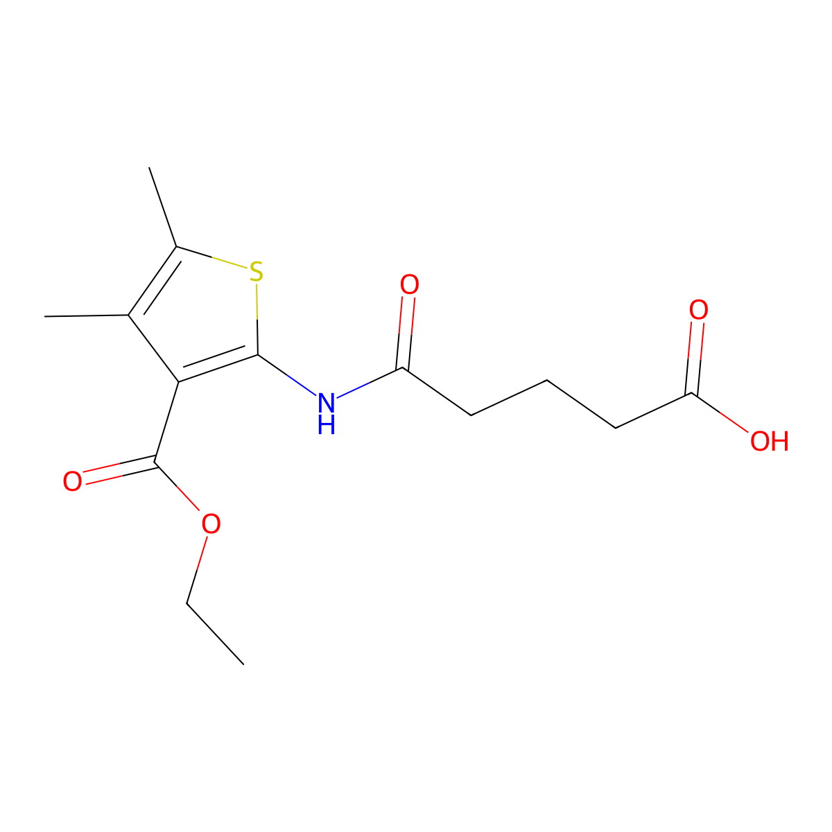 5-([3-(Ethoxycarbonyl)-4,5-dimethylthien-2-yl]amino)-5-oxopentanoic acid molecular structure, CAS 313660-70-7