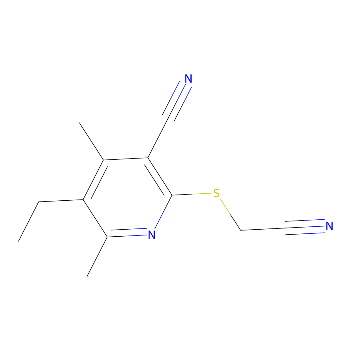 2-(Cyanomethylsulfanyl)-5-ethyl-4,6-dimethylpyridine-3-carbonitrile molecular structure, CAS 313661-09-5