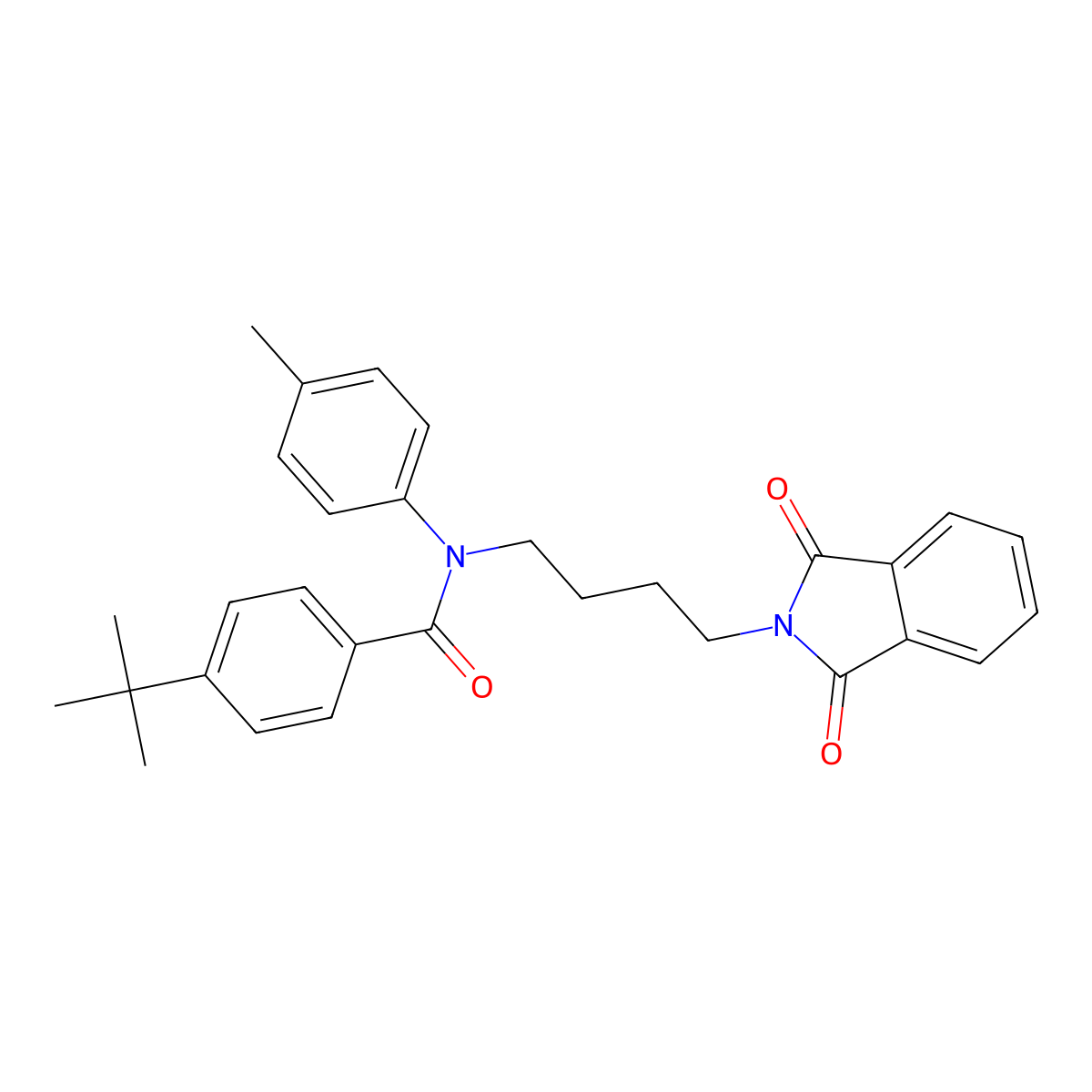 4-(tert-butyl)-N-(4-(1,3-dioxoisoindolin-2-yl)butyl)-N-(p-tolyl)benzamide molecular structure, CAS 313661-20-0
