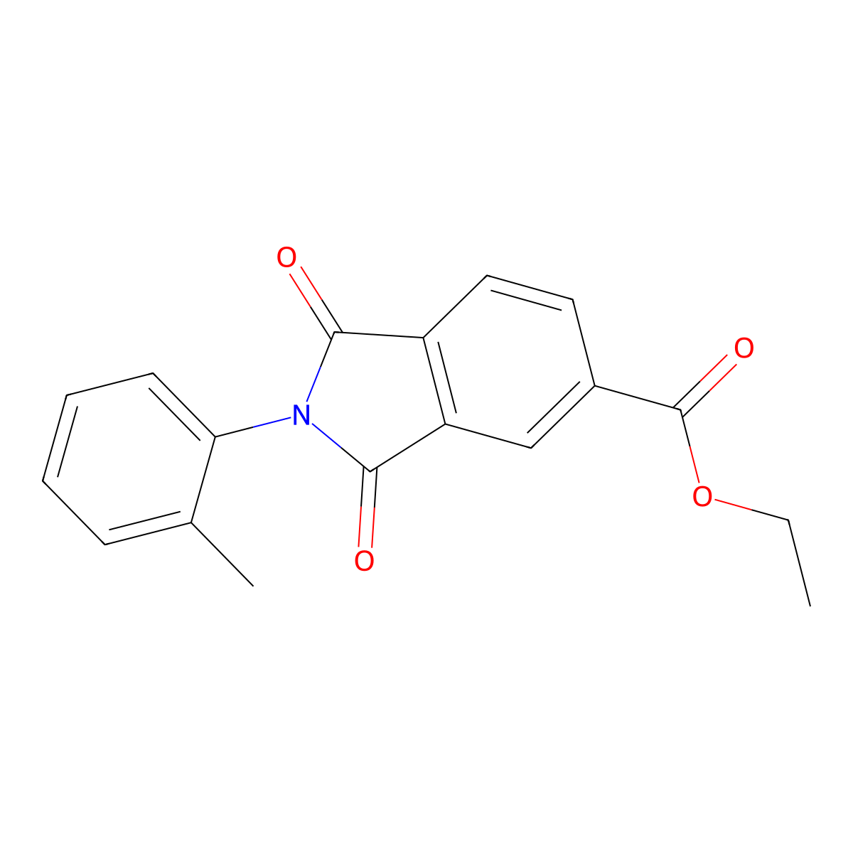 ethyl 2-(2-methylphenyl)-1,3-dioxo-2,3-dihydro-1H-isoindole-5-carboxylate molecular structure, CAS 313661-34-6