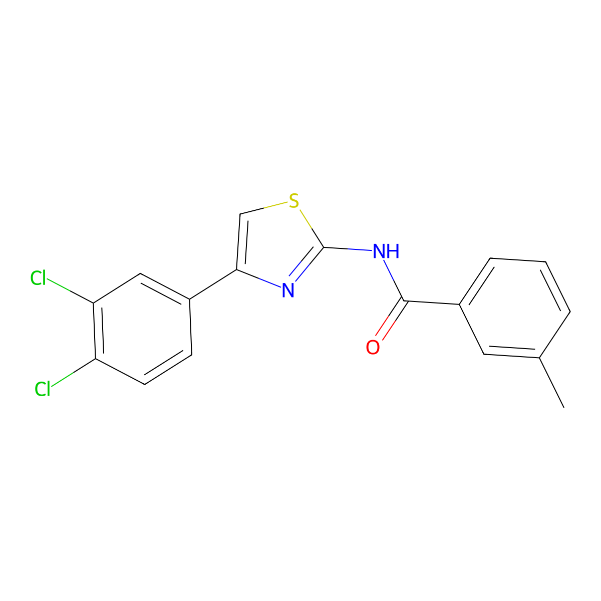 N-[4-(3,4-dichlorophenyl)-1,3-thiazol-2-yl]-3-methylbenzamide molecular structure, CAS 313661-71-1