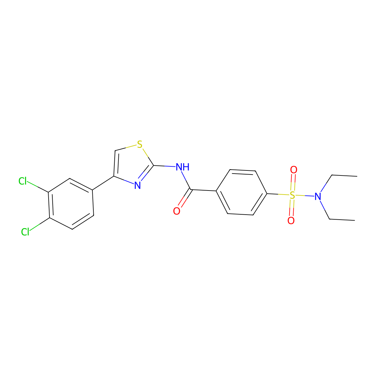 N-[4-(3,4-dichlorophenyl)-1,3-thiazol-2-yl]-4-(diethylsulfamoyl)benzamide molecular structure, CAS 313661-80-2