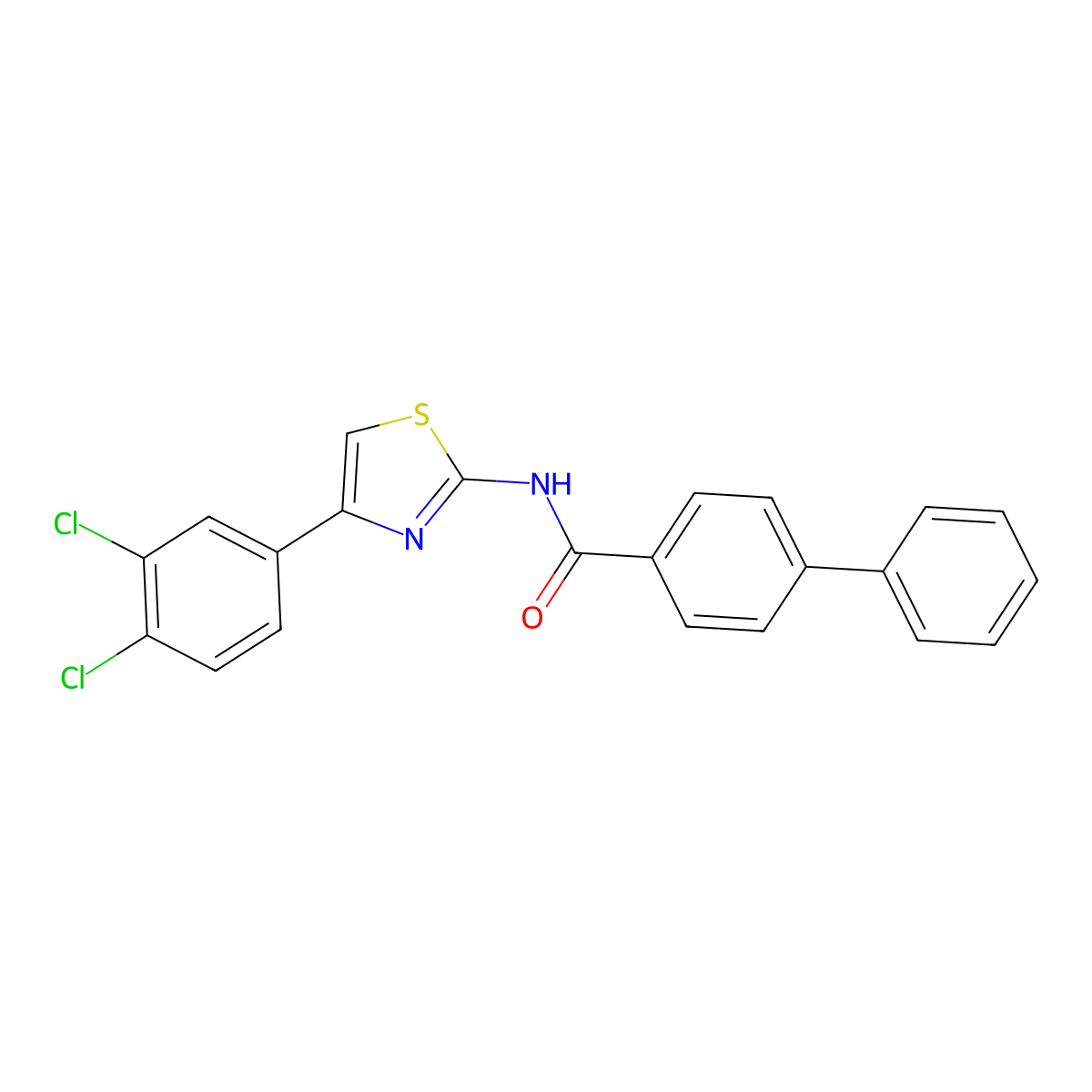 N-(4-(3,4-dichlorophenyl)thiazol-2-yl)-[1,1'-biphenyl]-4-carboxamide molecular structure, CAS 313661-81-3