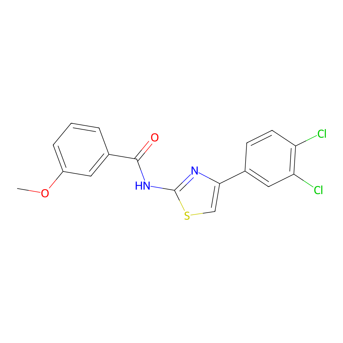 N-[4-(3,4-dichlorophenyl)-1,3-thiazol-2-yl]-3-methoxybenzamide molecular structure, CAS 313661-83-5