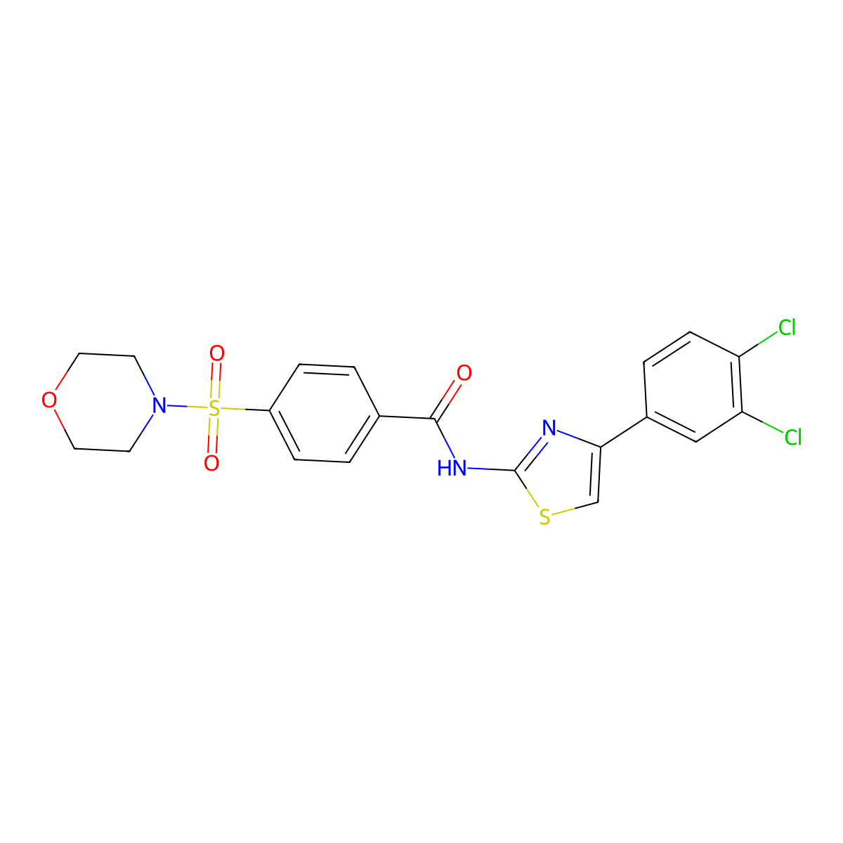 N-(4-(3,4-dichlorophenyl)thiazol-2-yl)-4-(morpholinosulfonyl)benzamide molecular structure, CAS 313661-87-9