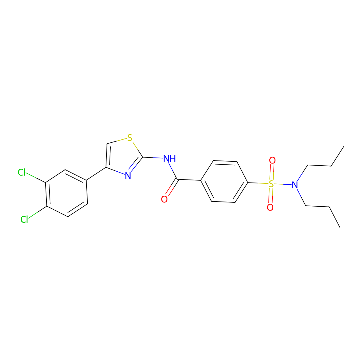 N-[4-(3,4-dichlorophenyl)-1,3-thiazol-2-yl]-4-(dipropylsulfamoyl)benzamide molecular structure, CAS 313661-88-0