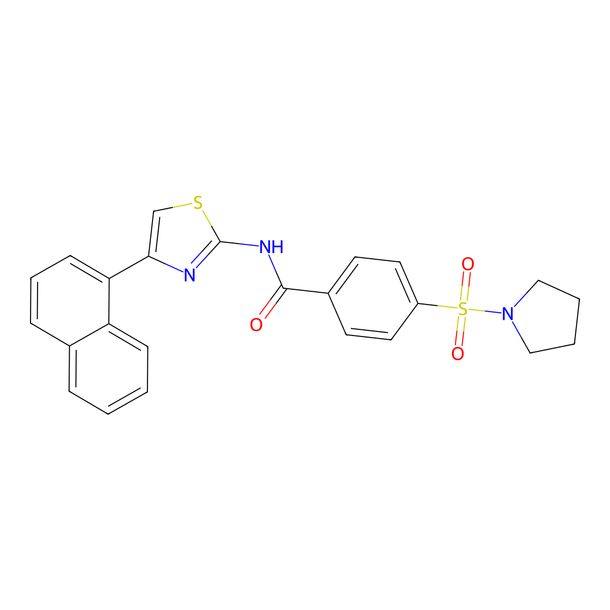 N-(4-(naphthalen-1-yl)thiazol-2-yl)-4-(pyrrolidin-1-ylsulfonyl)benzamide molecular structure, CAS 313662-06-5