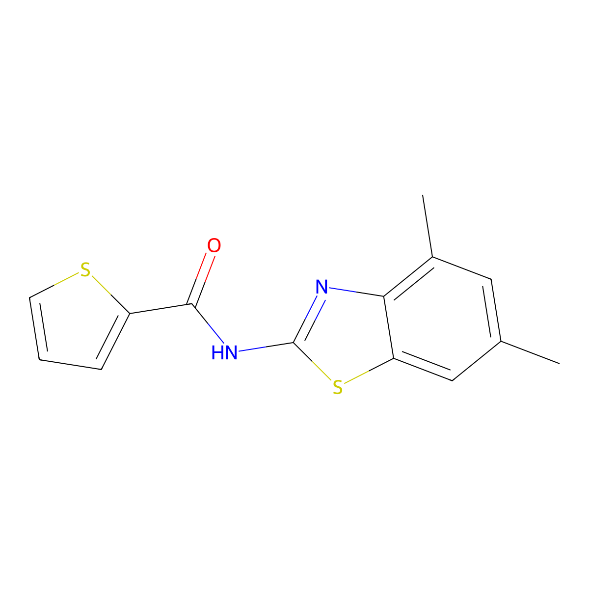 N-(4,6-dimethyl-1,3-benzothiazol-2-yl)thiophene-2-carboxamide molecular structure, CAS 313662-09-8
