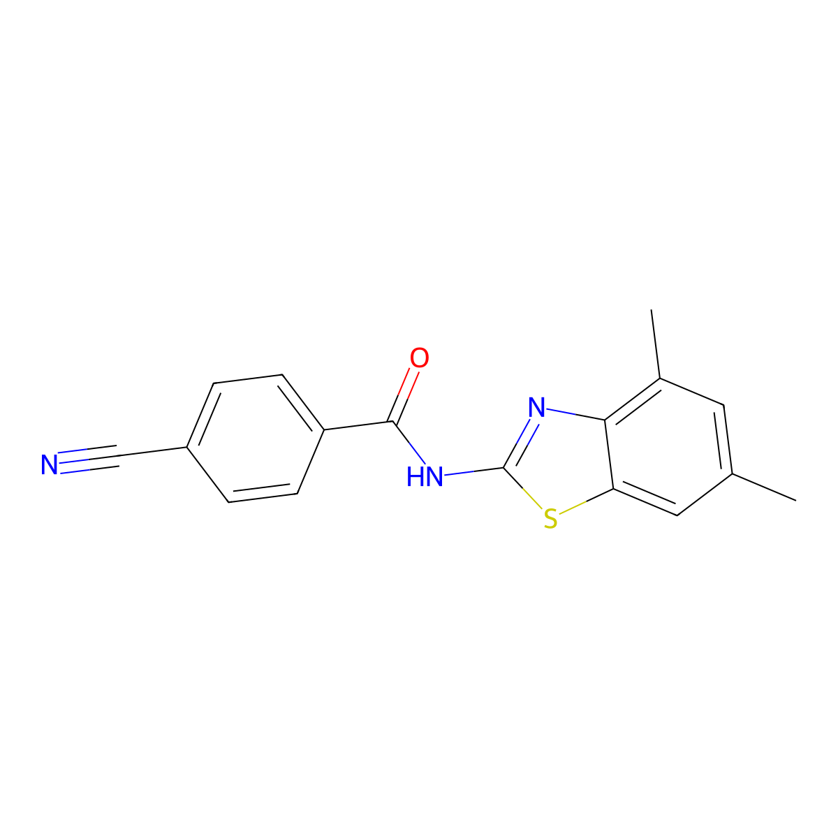 4-cyano-N-(4,6-dimethyl-1,3-benzothiazol-2-yl)benzamide molecular structure, CAS 313662-13-4