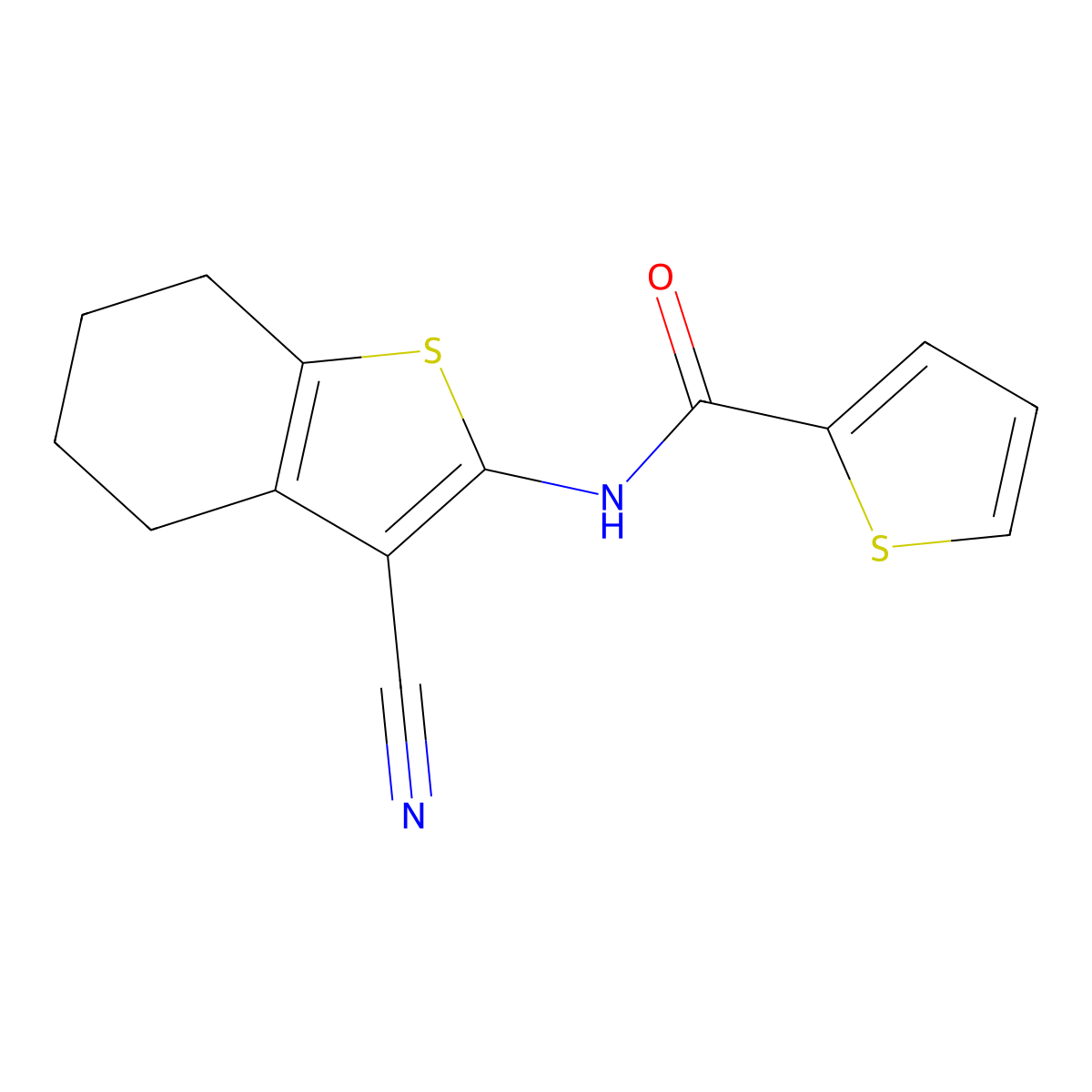 N-(3-cyano-4,5,6,7-tetrahydro-1-benzothiophen-2-yl)thiophene-2-carboxamide molecular structure, CAS 313662-16-7