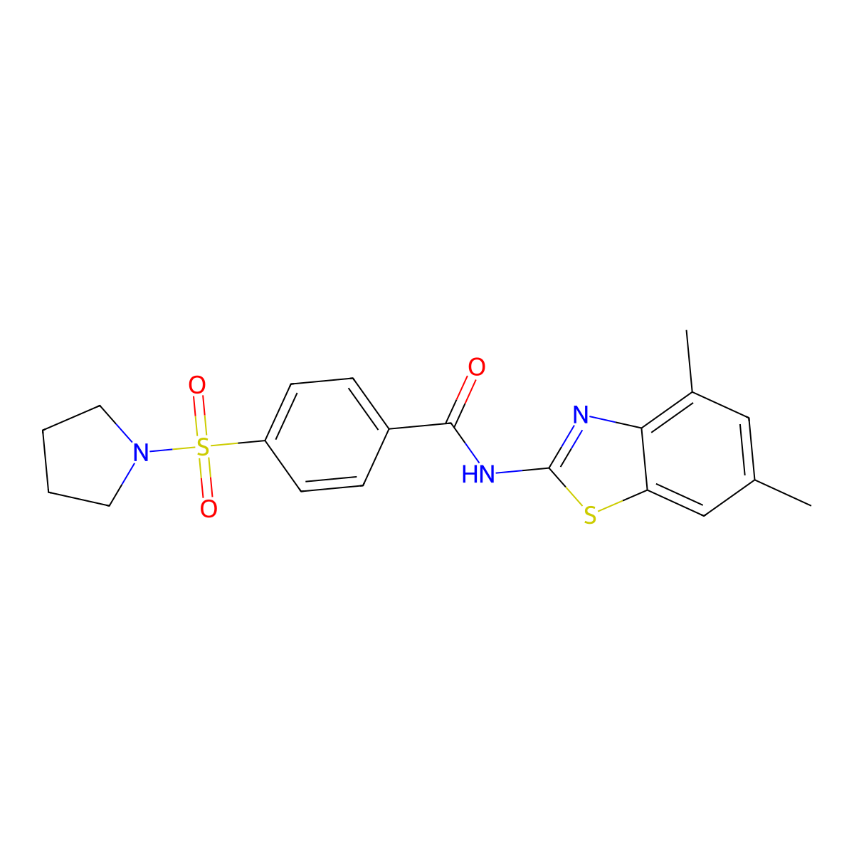 N-(4,6-dimethylbenzo[d]thiazol-2-yl)-4-(pyrrolidin-1-ylsulfonyl)benzamide molecular structure, CAS 313662-18-9