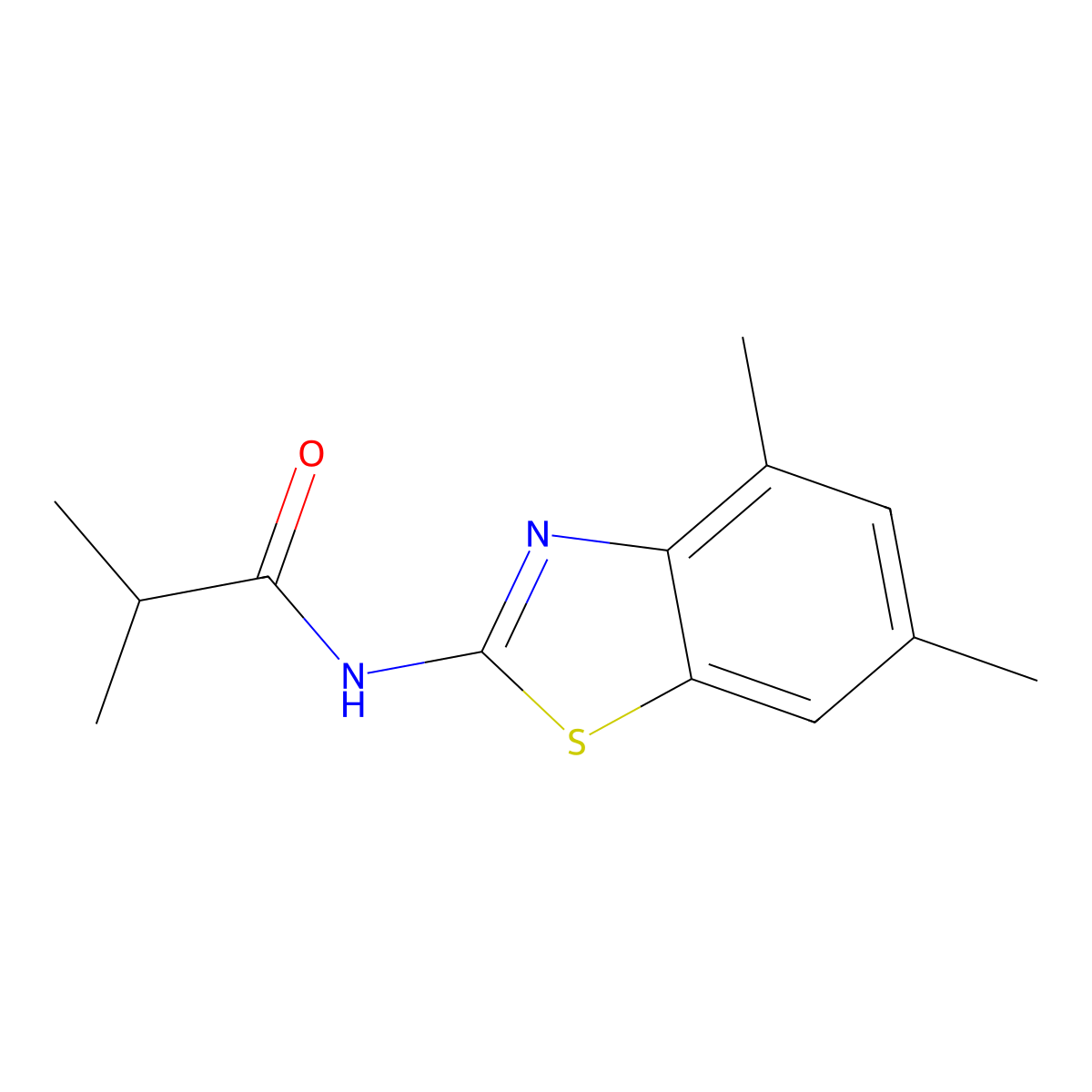 N-(4,6-dimethyl-1,3-benzothiazol-2-yl)-2-methylpropanamide molecular structure, CAS 313662-20-3