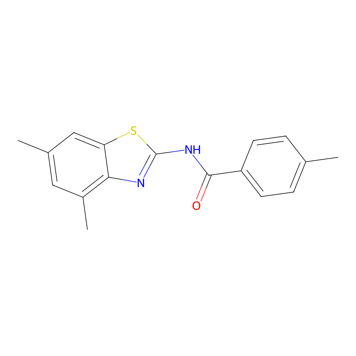 N-(4,6-dimethyl-1,3-benzothiazol-2-yl)-4-methylbenzamide molecular structure, CAS 313662-21-4