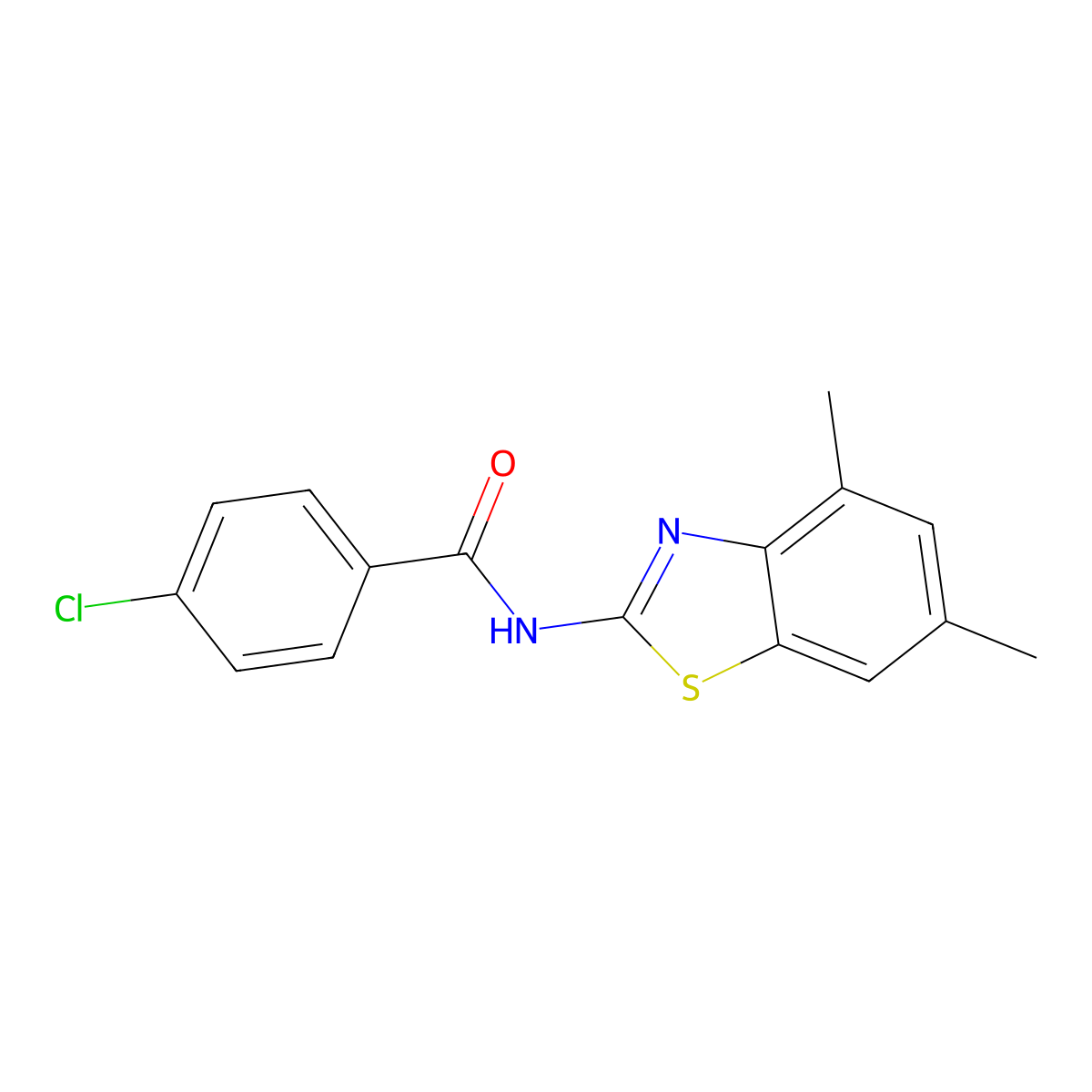 4-chloro-N-(4,6-dimethyl-1,3-benzothiazol-2-yl)benzamide molecular structure, CAS 313662-22-5
