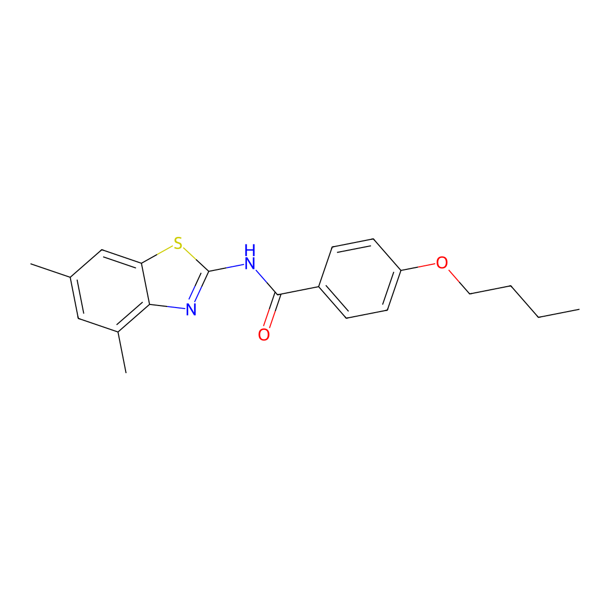 4-butoxy-N-(4,6-dimethyl-1,3-benzothiazol-2-yl)benzamide molecular structure, CAS 313662-23-6