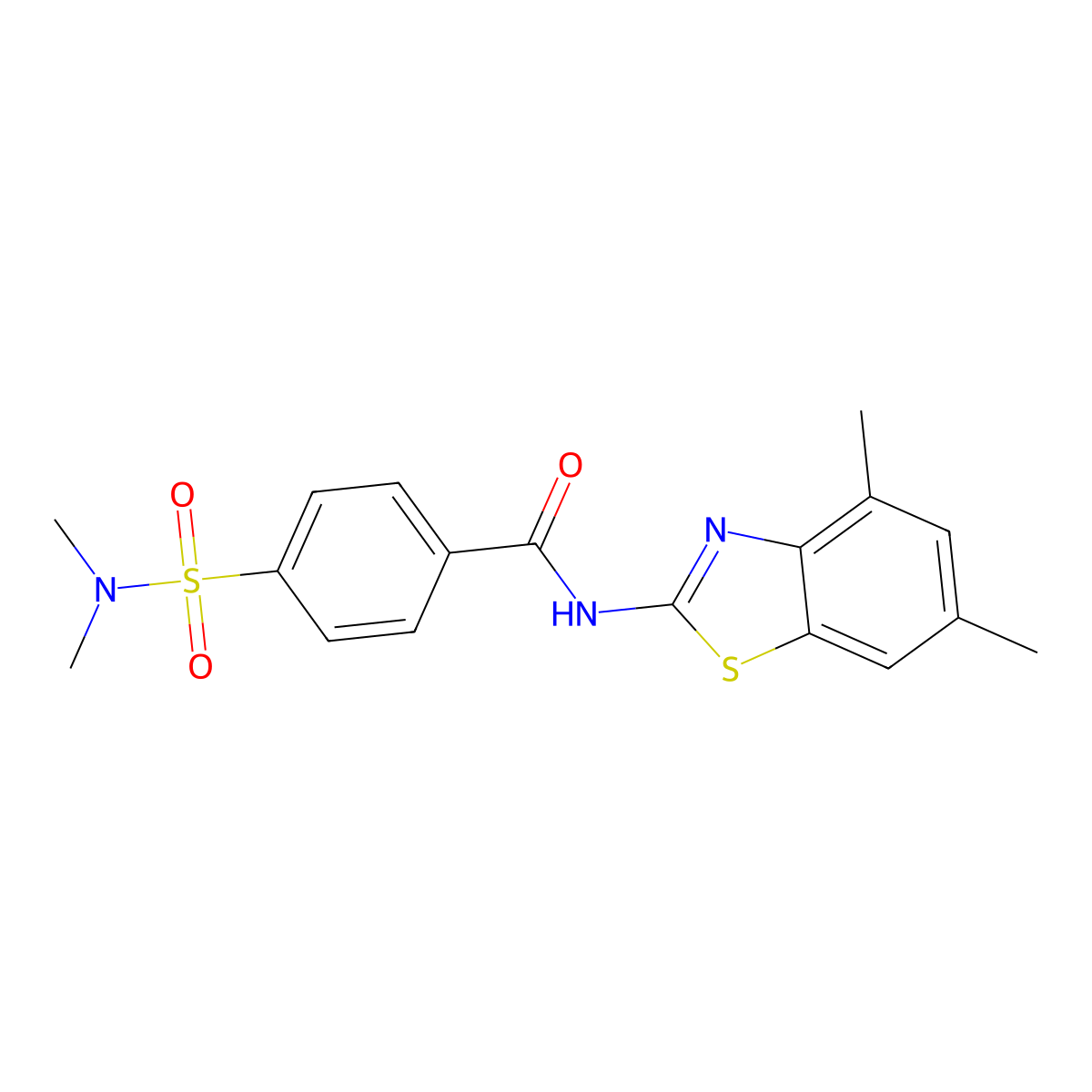 N-(4,6-dimethyl-1,3-benzothiazol-2-yl)-4-(dimethylsulfamoyl)benzamide molecular structure, CAS 313662-24-7