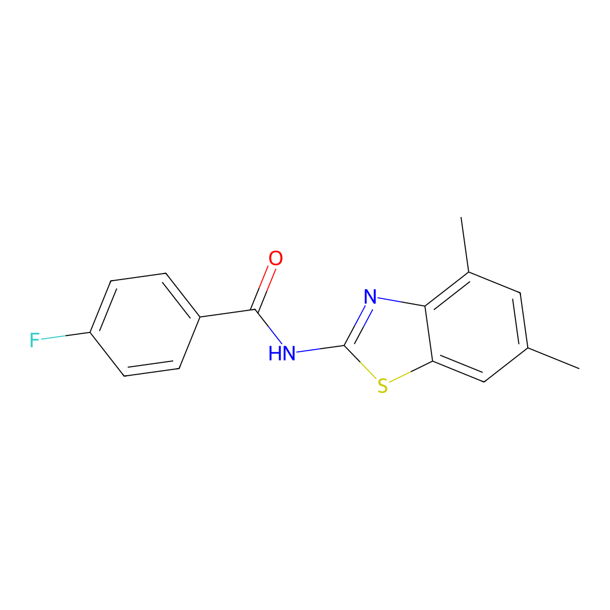 N-(4,6-dimethylbenzo[d]thiazol-2-yl)-4-fluorobenzamide molecular structure, CAS 313662-27-0