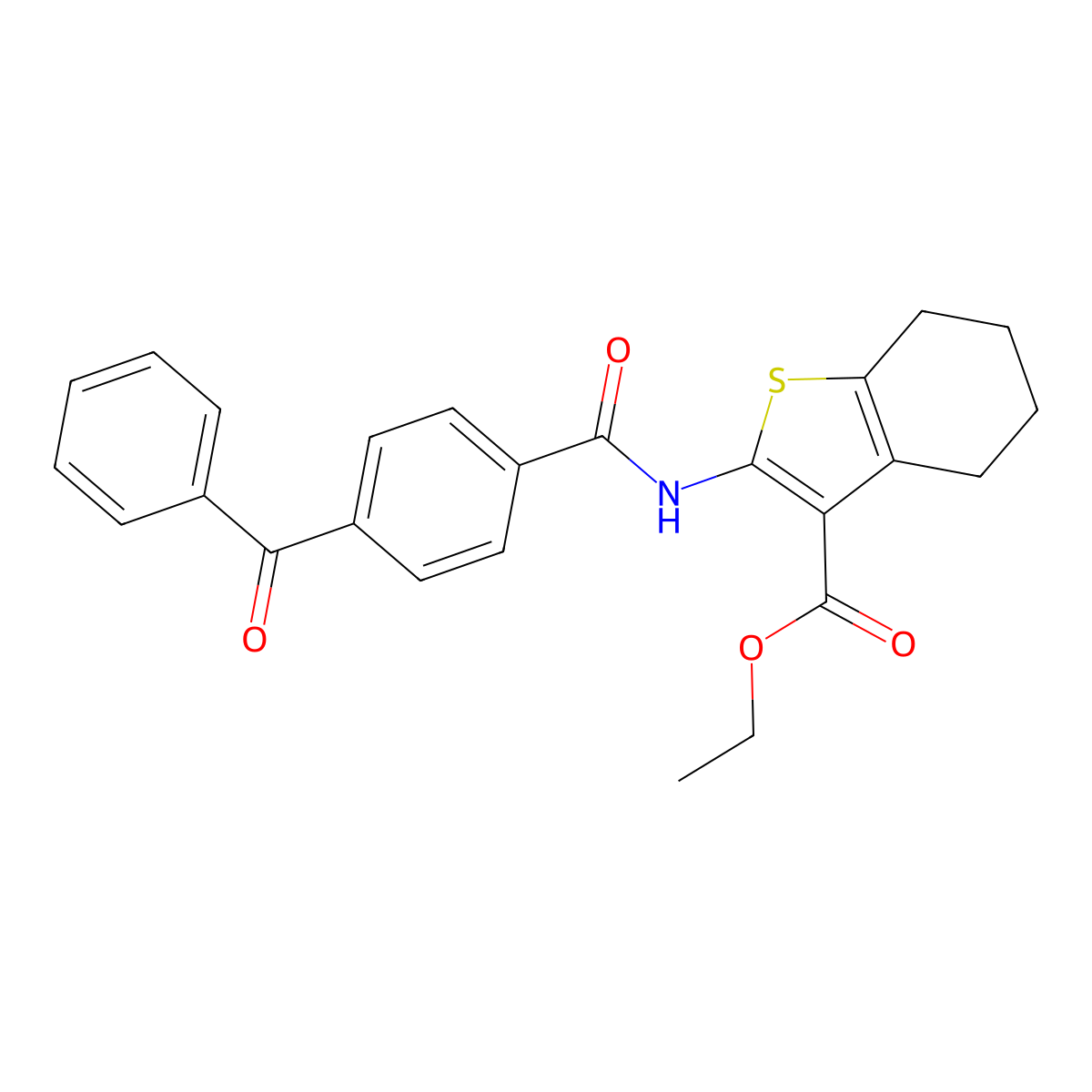 Ethyl 2-[(4-benzoylbenzoyl)amino]-4,5,6,7-tetrahydro-1-benzothiophene-3-carboxylate molecular structure, CAS 313662-32-7