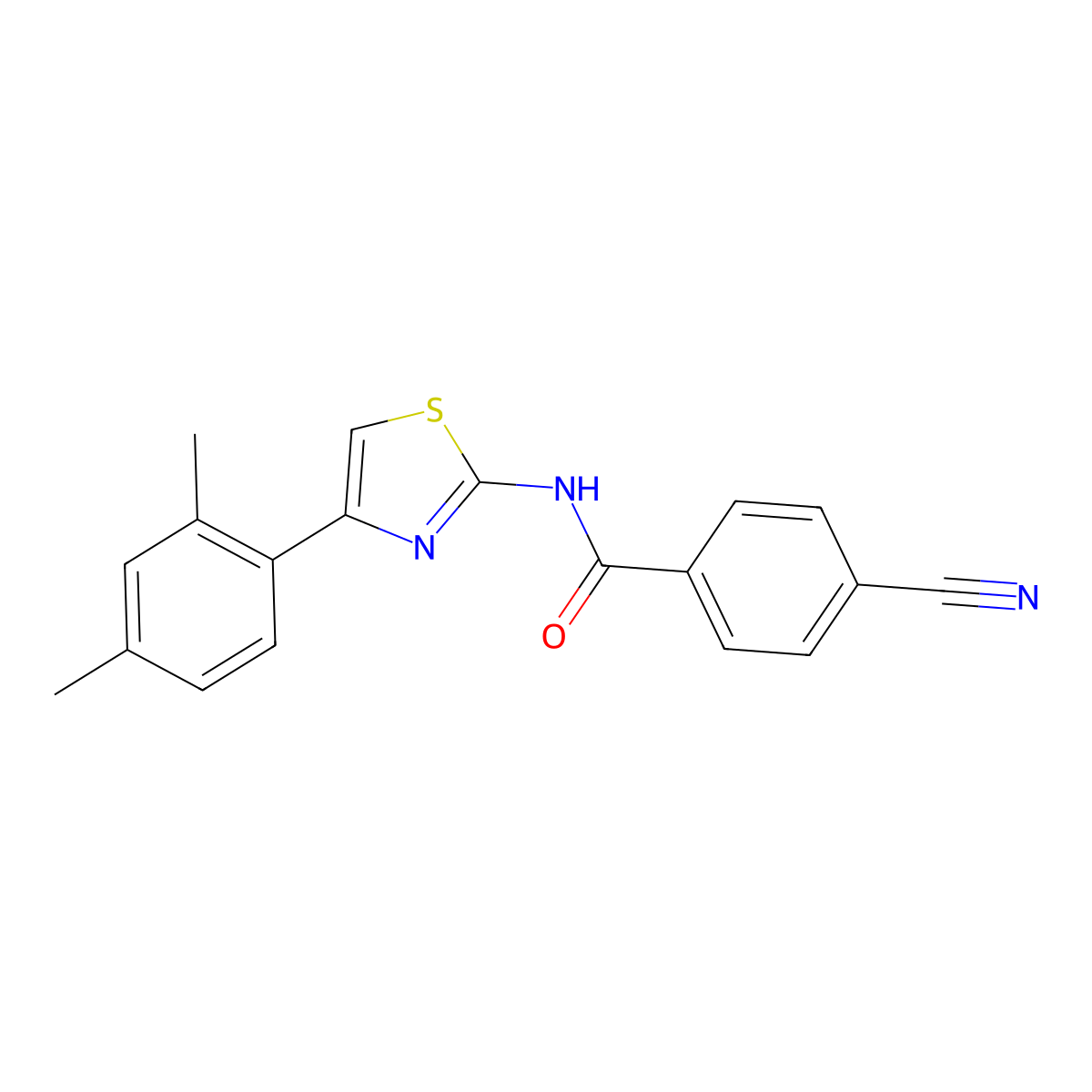 4-cyano-N-[4-(2,4-dimethylphenyl)-1,3-thiazol-2-yl]benzamide molecular structure, CAS 313662-33-8