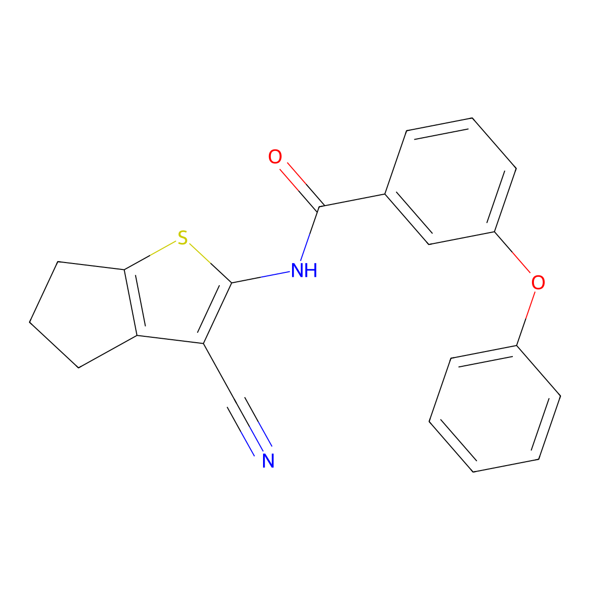 N-(3-cyano-5,6-dihydro-4H-cyclopenta[b]thiophen-2-yl)-3-phenoxybenzamide molecular structure, CAS 313662-38-3