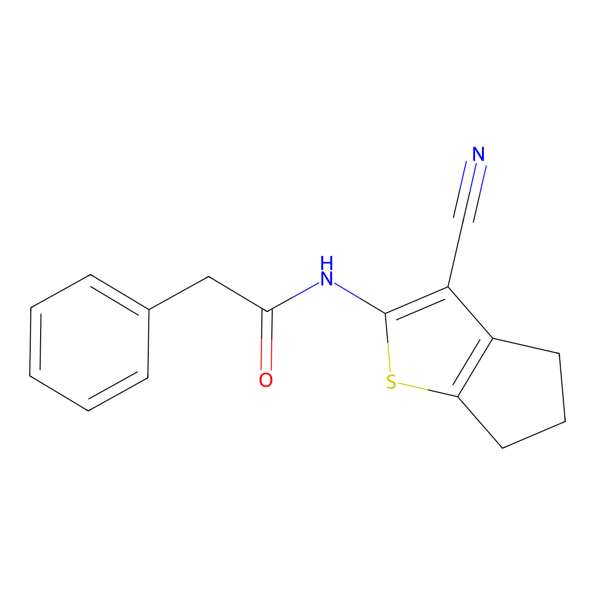 N-(3-cyano-5,6-dihydro-4H-cyclopenta[b]thiophen-2-yl)-2-phenylacetamide molecular structure, CAS 313662-39-4