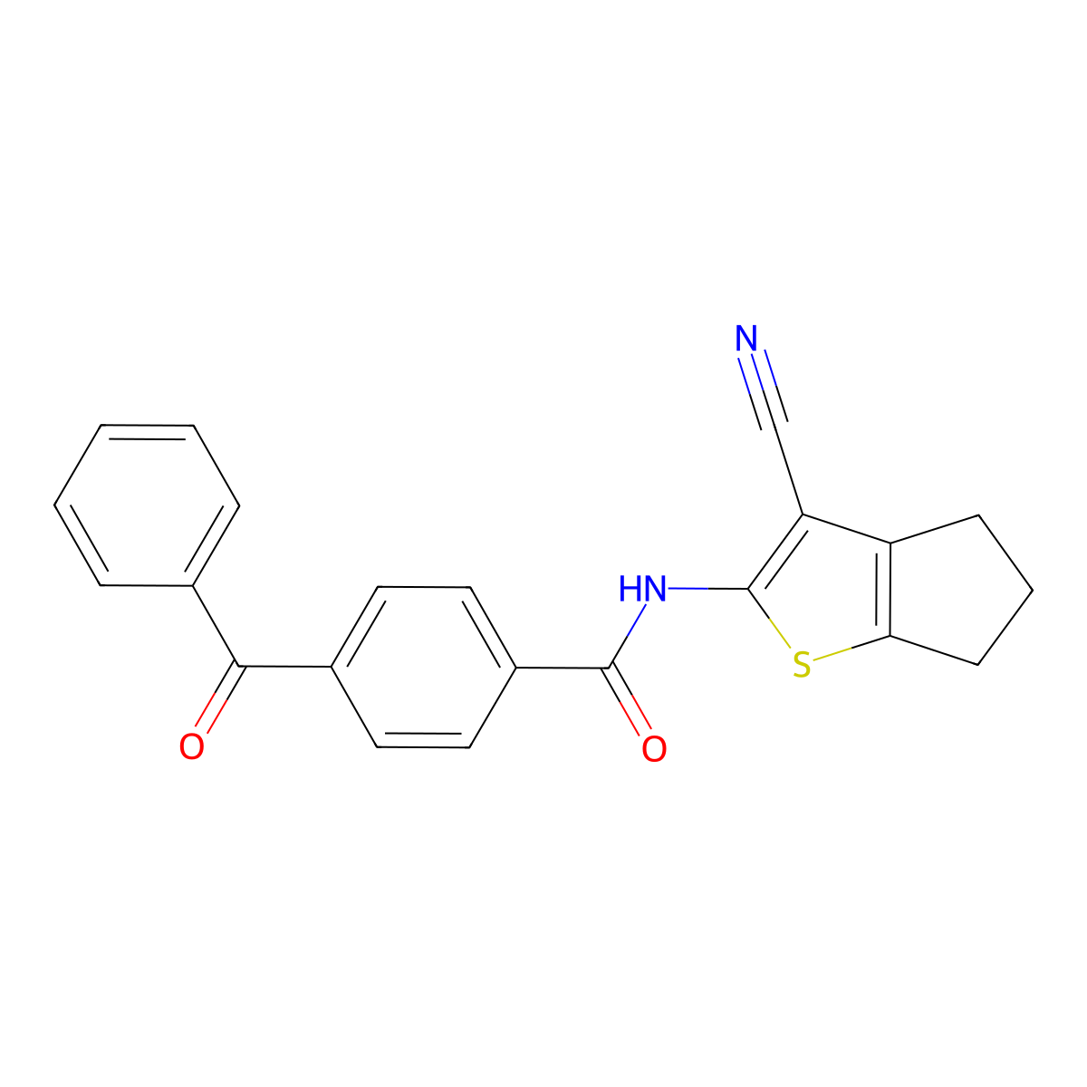 4-benzoyl-N-(3-cyano-5,6-dihydro-4H-cyclopenta[b]thiophen-2-yl)benzamide molecular structure, CAS 313662-40-7