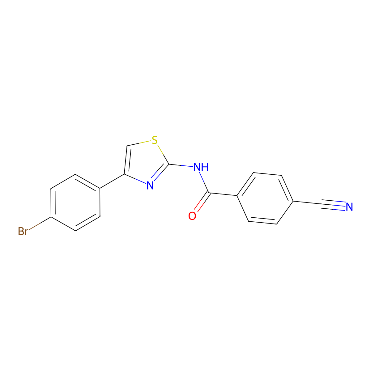 N-[4-(4-bromophenyl)-1,3-thiazol-2-yl]-4-cyanobenzamide molecular structure, CAS 313662-41-8