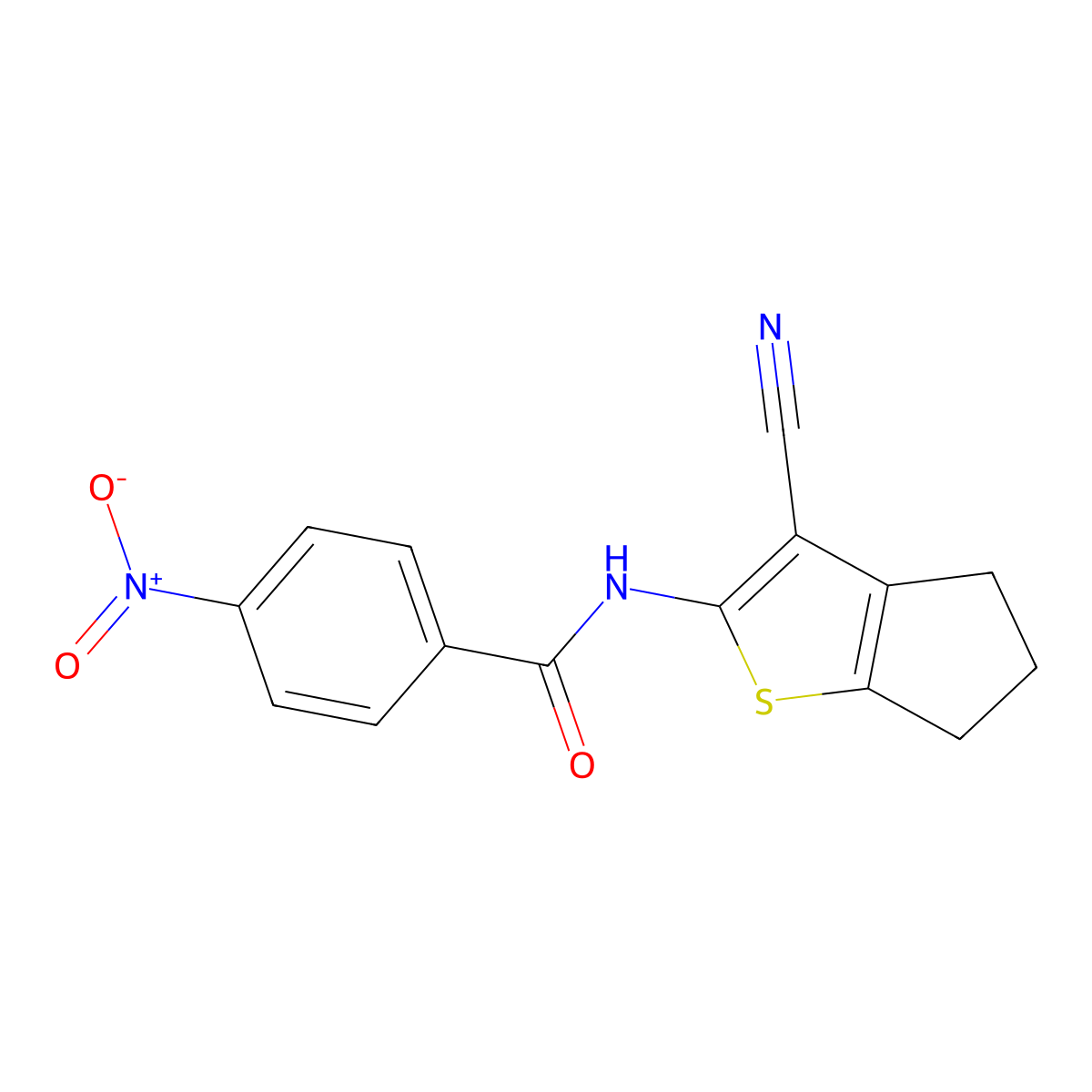 N-(3-cyano-5,6-dihydro-4H-cyclopenta[b]thiophen-2-yl)-4-nitrobenzamide molecular structure, CAS 313662-43-0