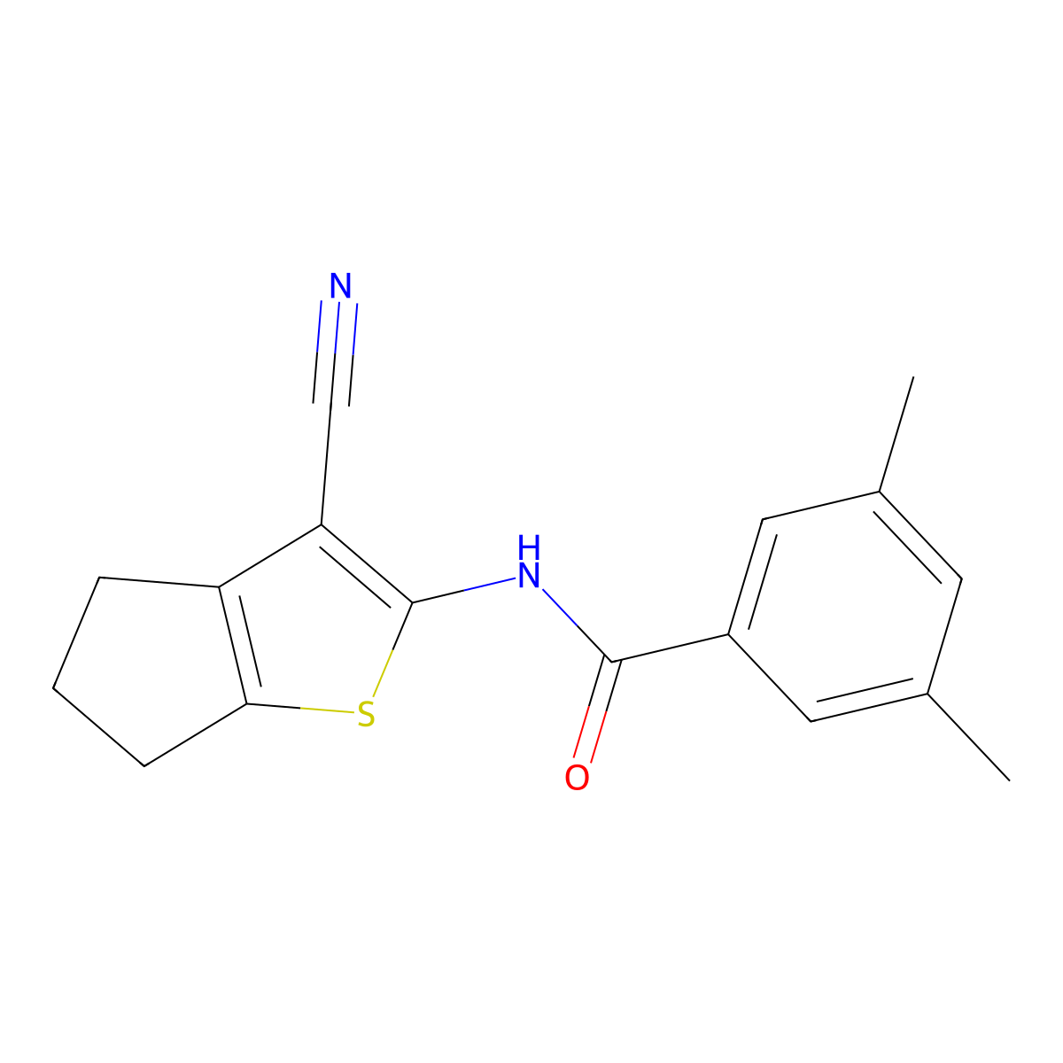 N-(3-cyano-5,6-dihydro-4H-cyclopenta[b]thiophen-2-yl)-3,5-dimethylbenzamide molecular structure, CAS 313662-44-1