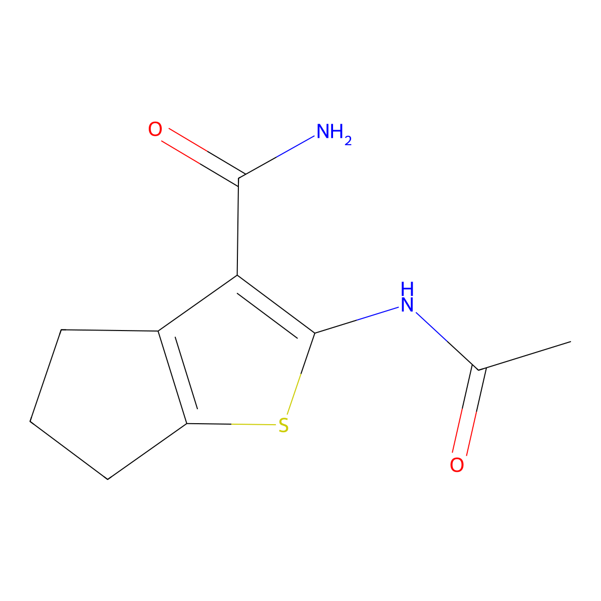 2-acetamido-5,6-dihydro-4H-cyclopenta[b]thiophene-3-carboxamide molecular structure, CAS 313662-54-3