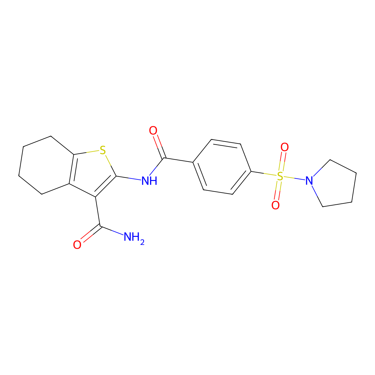 2-(4-(Pyrrolidin-1-ylsulfonyl)benzamido)-4,5,6,7-tetrahydrobenzo[b]thiophene-3-carboxamide molecular structure, CAS 313662-60-1