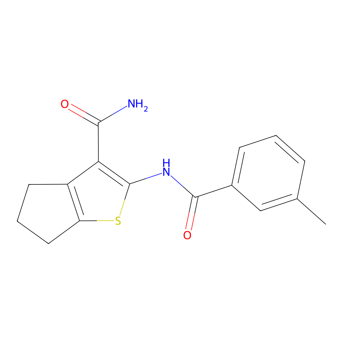 2-[(3-methylbenzoyl)amino]-5,6-dihydro-4H-cyclopenta[b]thiophene-3-carboxamide molecular structure, CAS 313662-63-4