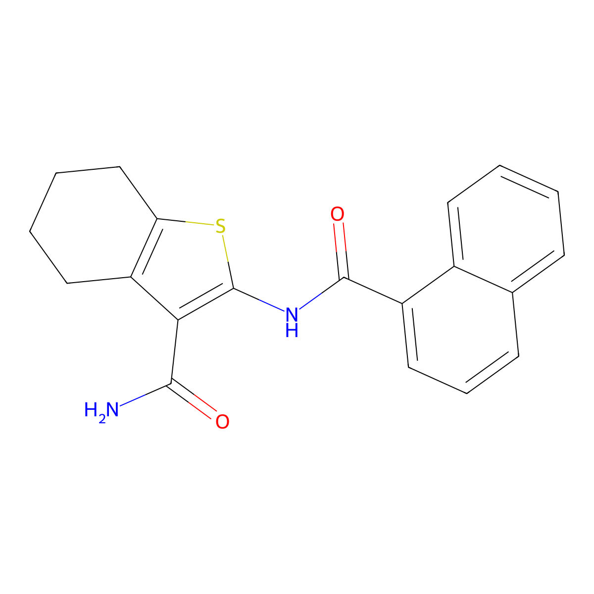 2-(Naphthalene-1-carbonylamino)-4,5,6,7-tetrahydro-1-benzothiophene-3-carboxamide molecular structure, CAS 313662-66-7