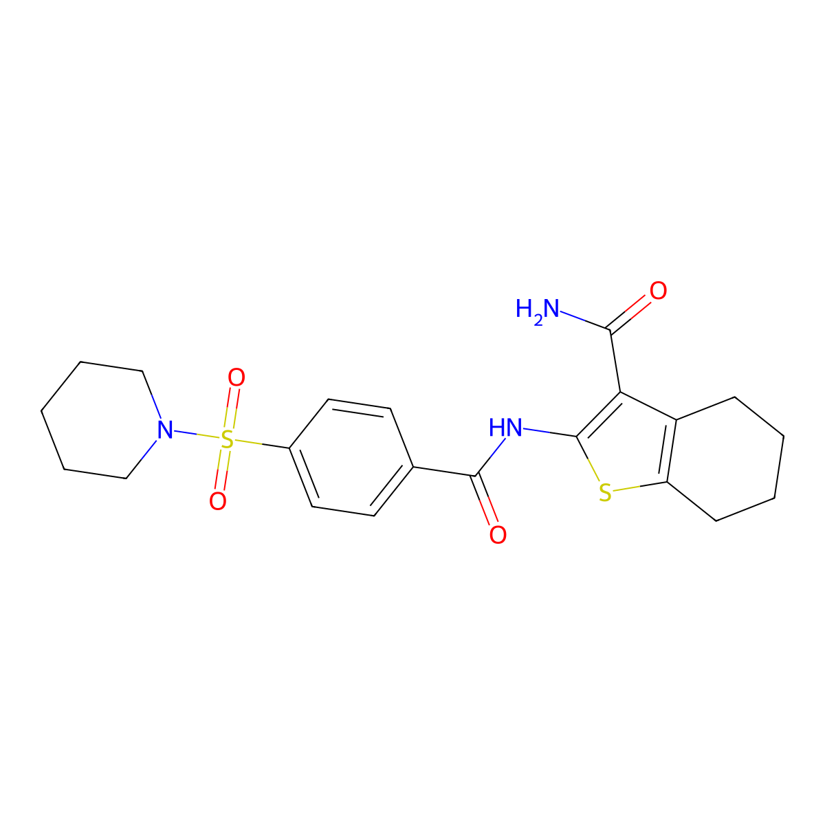 2-(4-(Piperidin-1-ylsulfonyl)benzamido)-4,5,6,7-tetrahydrobenzo[b]thiophene-3-carboxamide molecular structure, CAS 313662-67-8