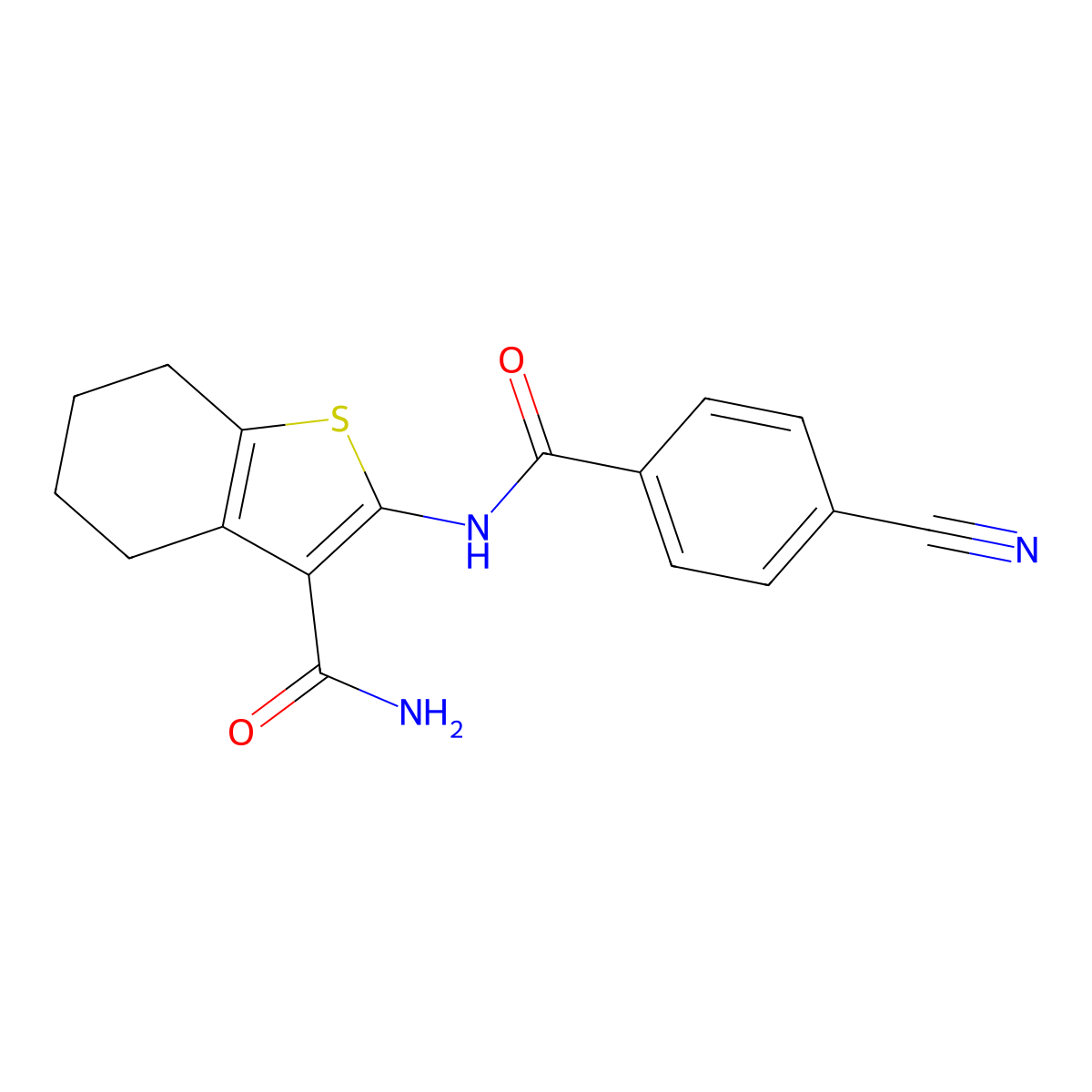 2-(4-Cyanobenzamido)-4,5,6,7-tetrahydrobenzo[b]thiophene-3-carboxamide molecular structure, CAS 313662-71-4