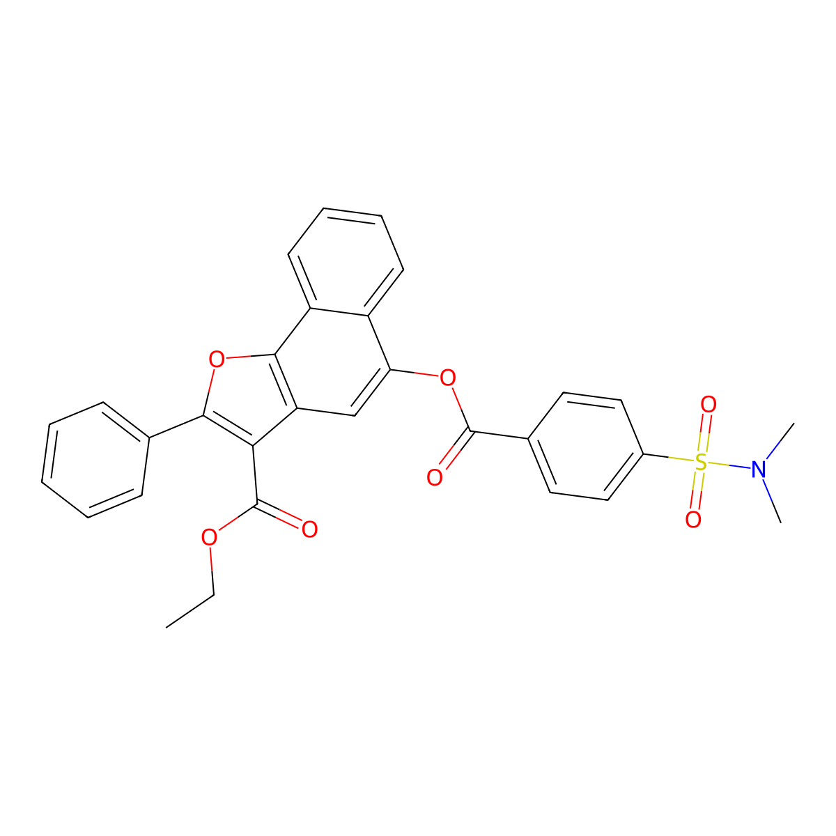Ethyl 5-[4-(dimethylsulfamoyl)benzoyl]oxy-2-phenylbenzo[g][1]benzofuran-3-carboxylate molecular structure, CAS 313662-83-8