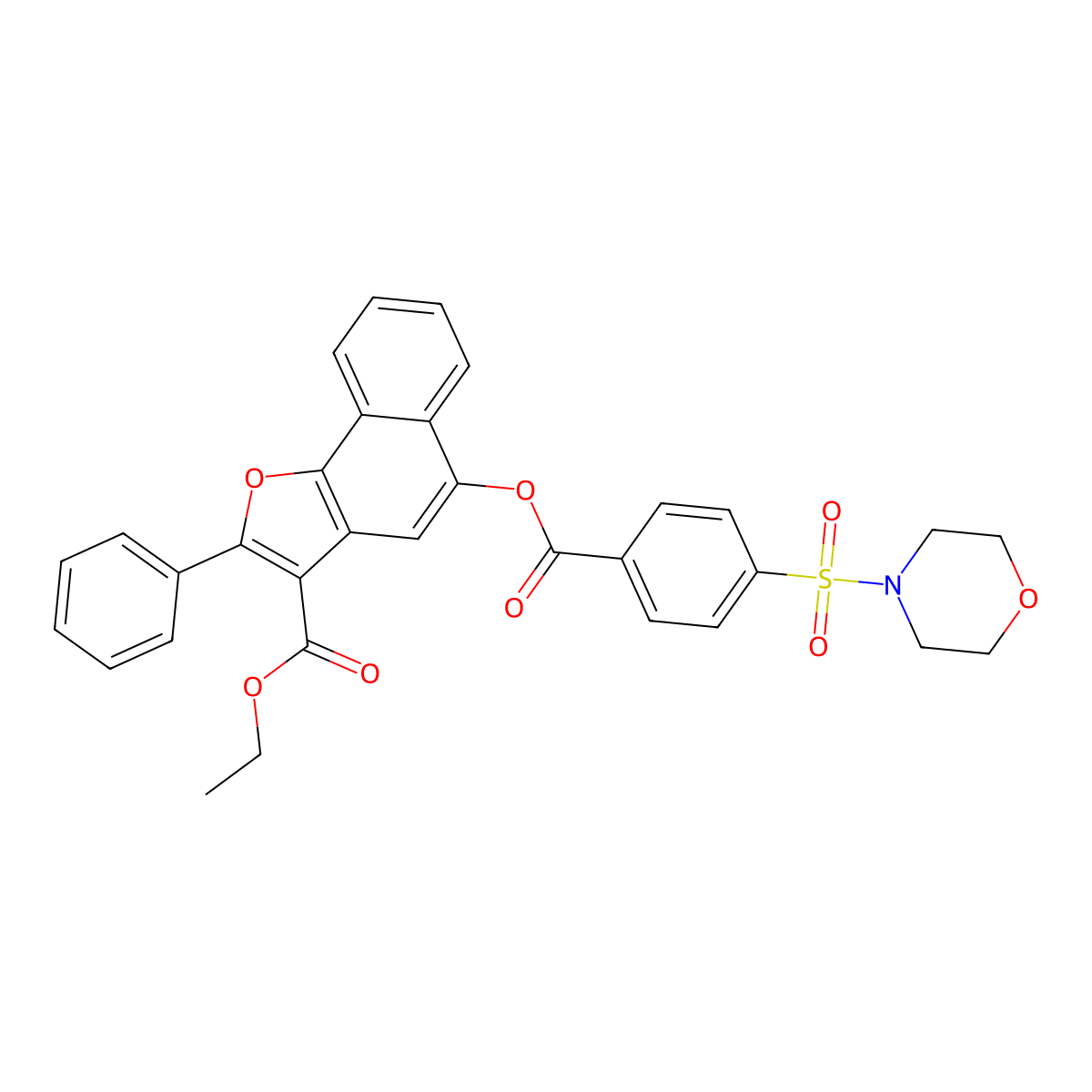 Ethyl 5-((4-(morpholinosulfonyl)benzoyl)oxy)-2-phenylnaphtho[1,2-b]furan-3-carboxylate molecular structure, CAS 313662-84-9