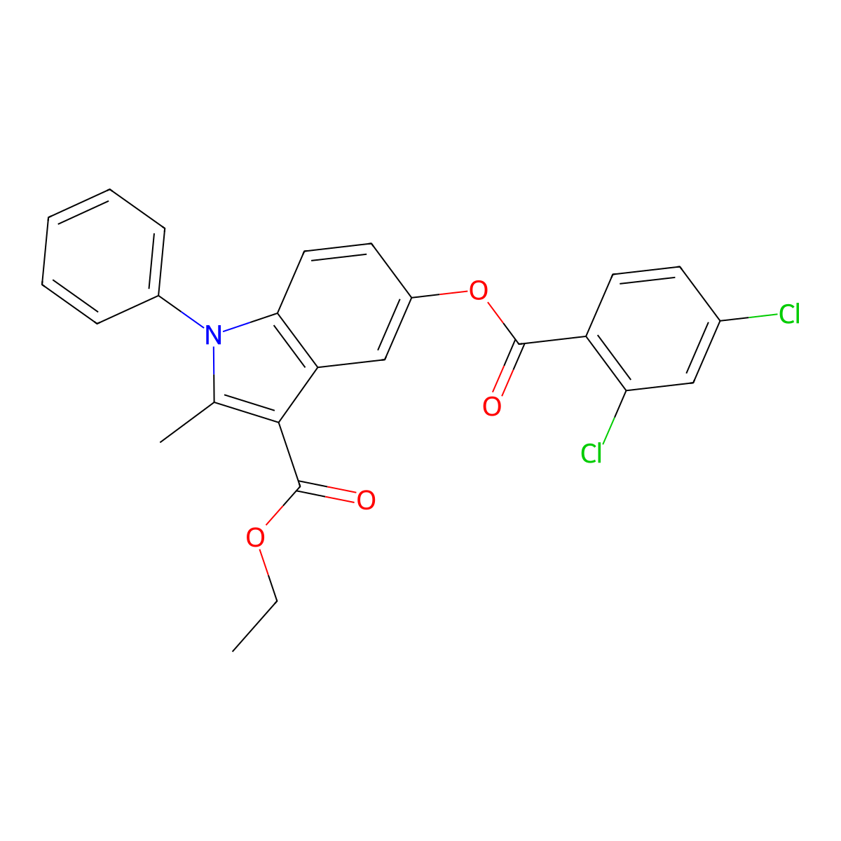 ethyl 5-((2,4-dichlorobenzoyl)oxy)-2-methyl-1-phenyl-1H-indole-3-carboxylate molecular structure, CAS 313662-88-3