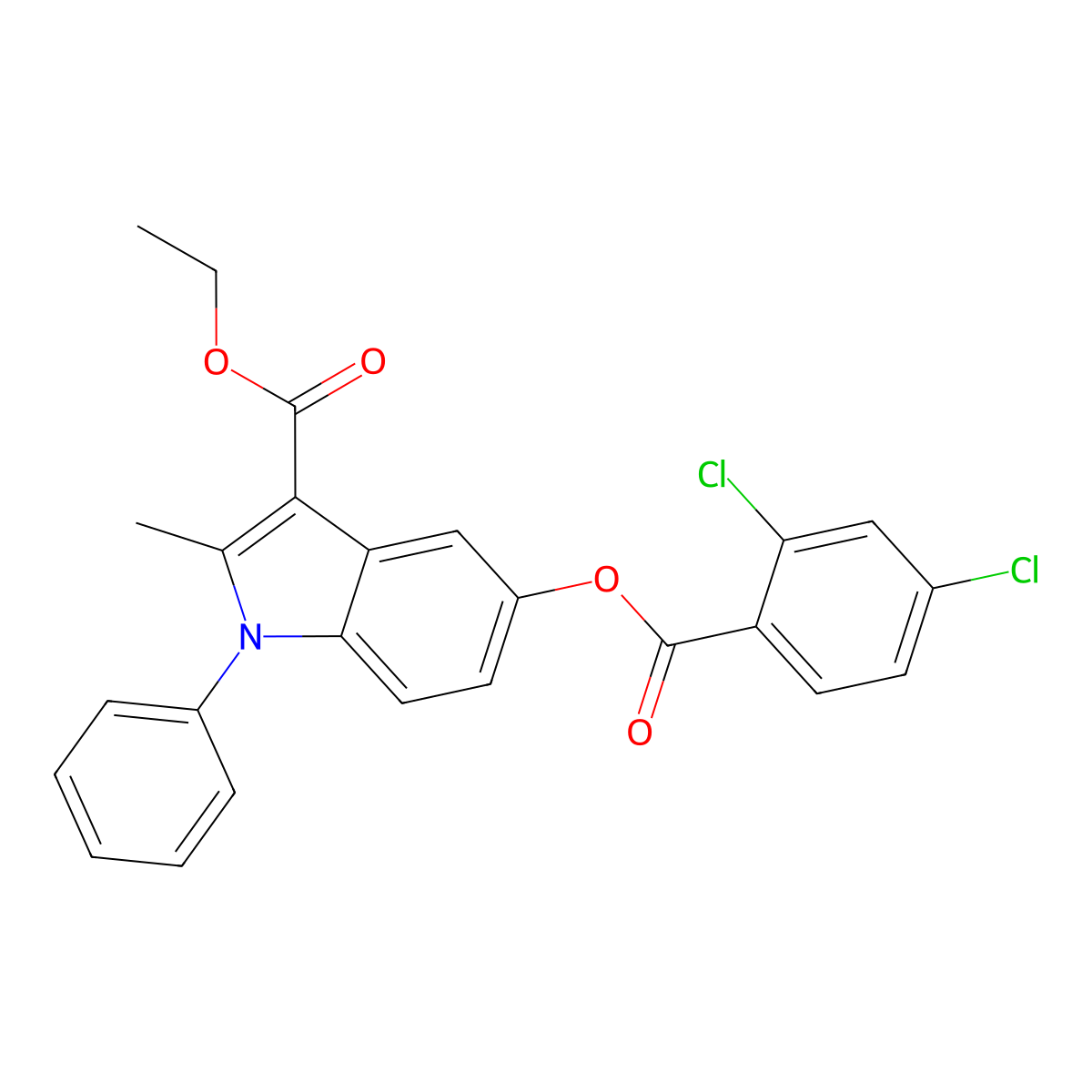 ethyl 5-((2,4-dichlorobenzoyl)oxy)-2-methyl-1-phenyl-1H-indole-3-carboxylate molecular structure, CAS 313662-88-3