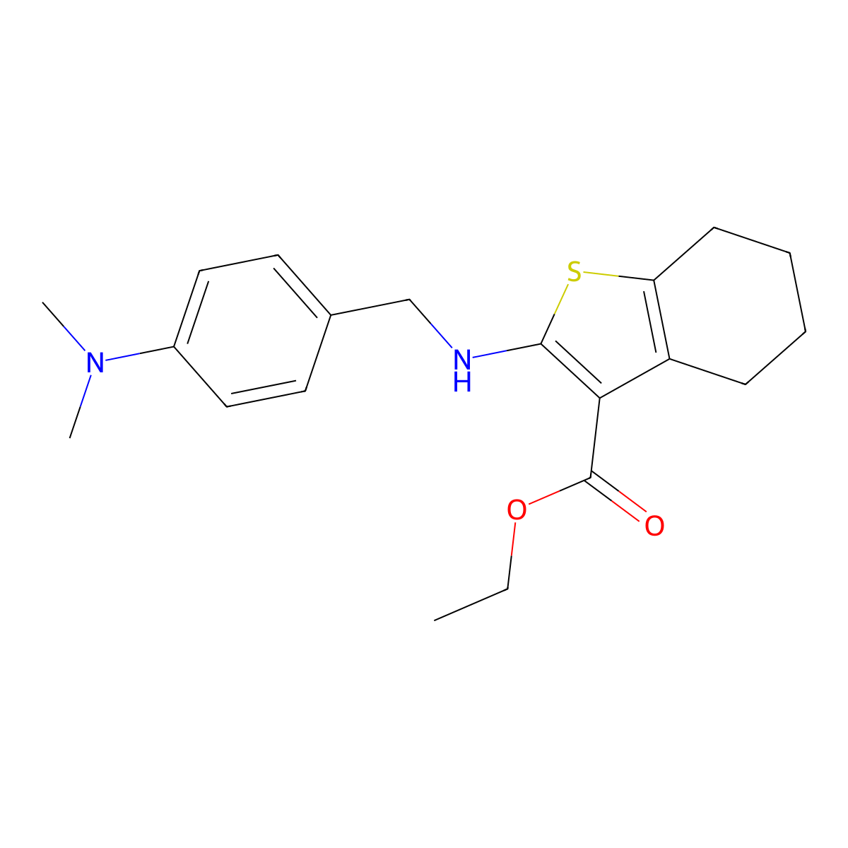Ethyl 2-{[4-(dimethylamino)benzyl]amino}-4,5,6,7-tetrahydro-1-benzothiophene-3-carboxylate molecular structure, CAS 313663-49-9