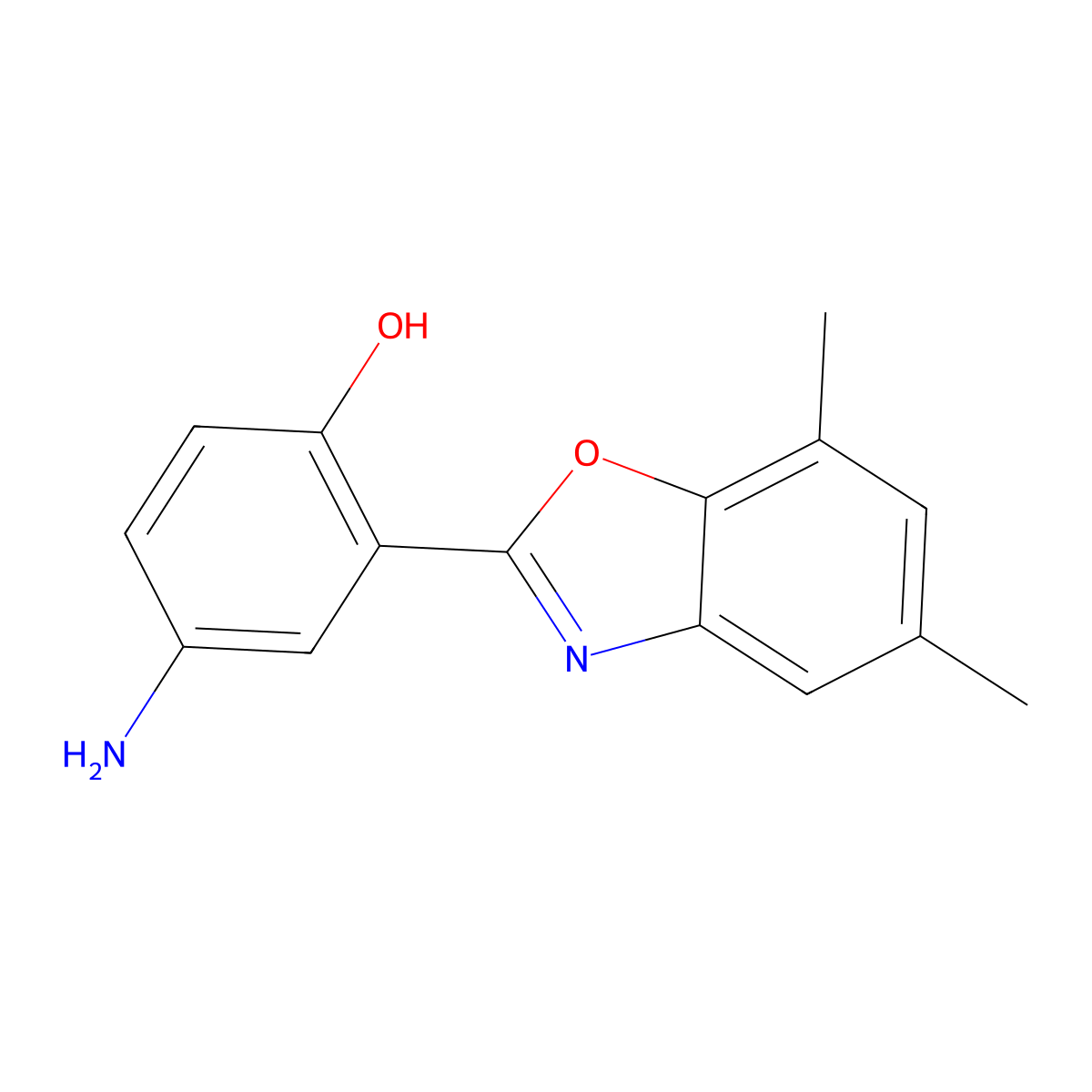 4-Amino-2-(5,7-dimethyl-benzooxazol-2-yl)-phenol molecular structure, CAS 313665-85-9