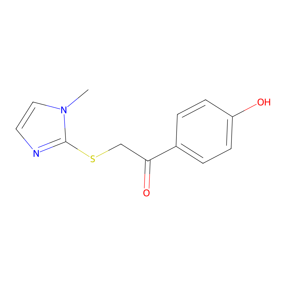 1-(4-Hydroxyphenyl)-2-[(1-methyl-1H-imidazol-2-YL)thio]ethanone molecular structure, CAS 313666-46-5