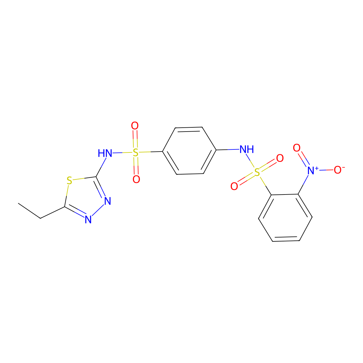 N-(4-{[(5-ethyl-1,3,4-thiadiazol-2-yl)amino]sulfonyl}phenyl)-2-nitrobenzenesulfonamide molecular structure, CAS 313666-75-0